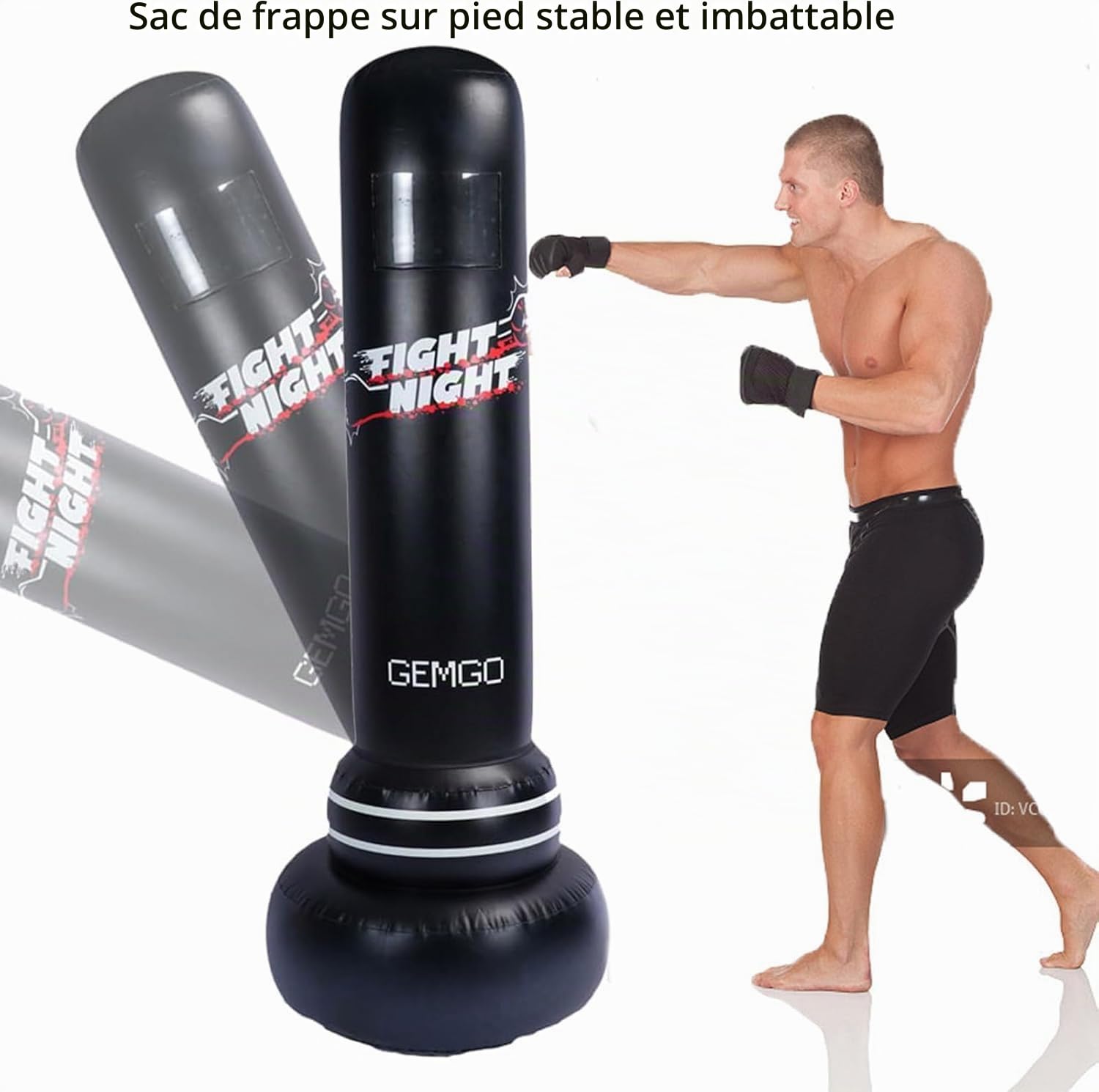 Sac de frappe debout 180 cm en PVC - Design sac photo gants de boxe polyuréthane - Entraînement boxe adolescents adultes - Femme Taekwondo MMA