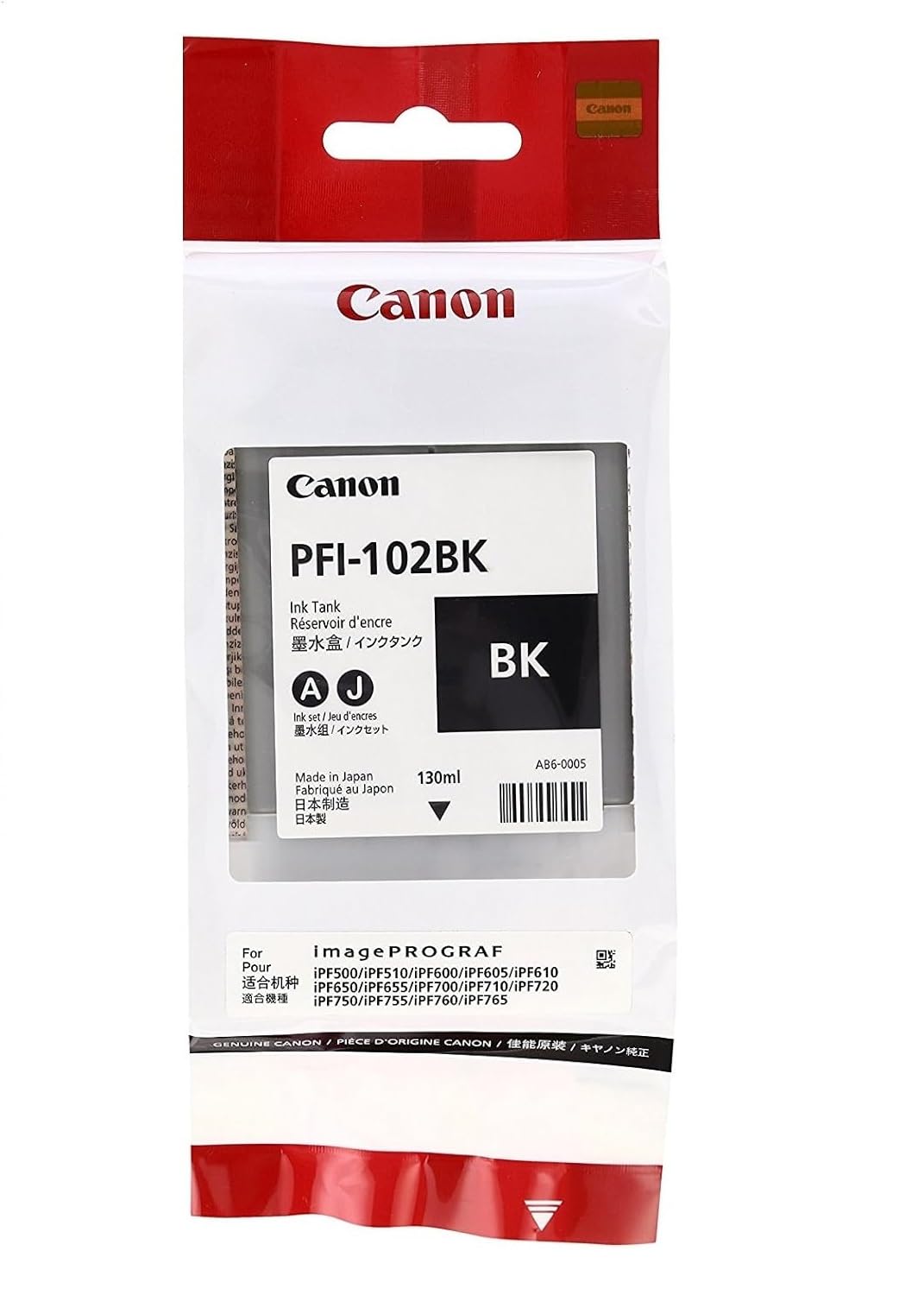 CANON PFI-102 Black Ink Tank For ImagePROGRAF Printers - 130mL