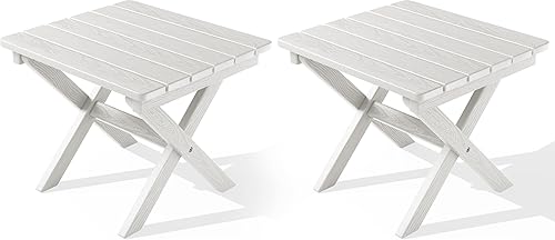 Miniatura 16 de SERWALL Mesa auxiliar Adirondack, mesa auxiliar para exteriores, sin montaje, mesa plegable pequeña de HDPE para patio trasero, piscina, porche