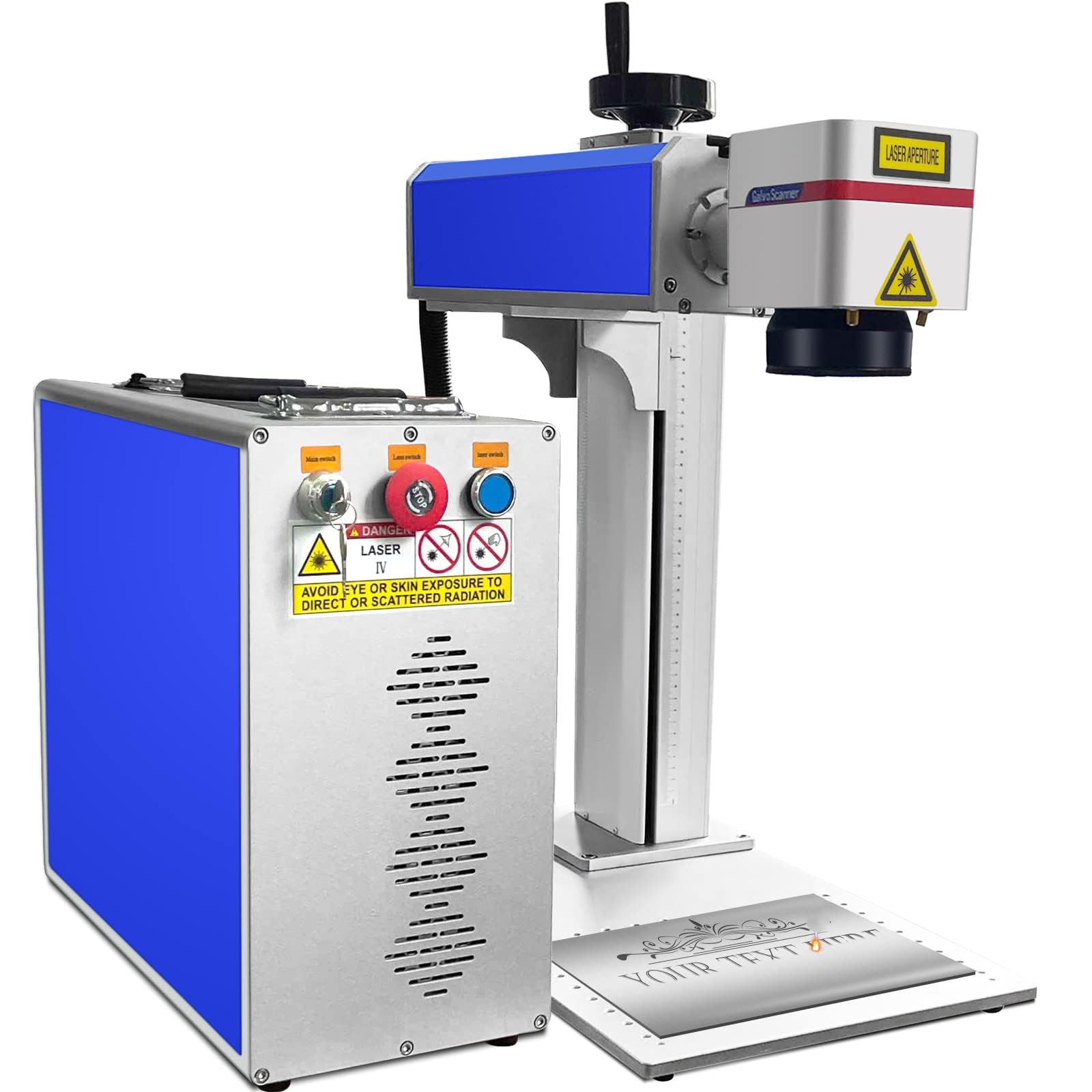 Fiber Laser Marking Machine 100W Fiber Laser Engraver Laser Engraving Machine 200mm*200mm Solid State Marking Engraving Machine Cutting Machine for Metal Aluminum Steel Gold Silver Jewelry (A)