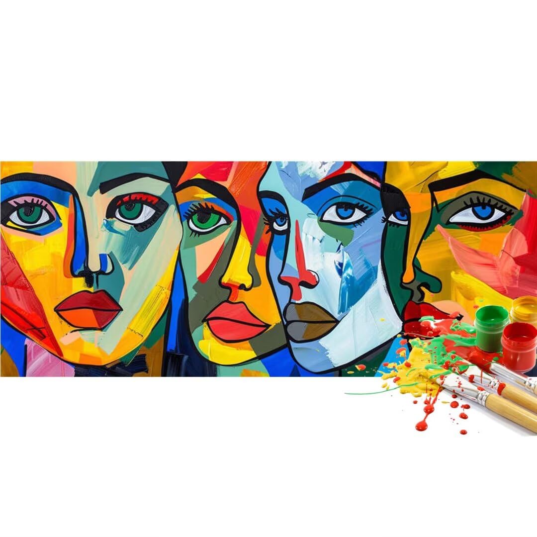 Dipingi con i Numeri Adulti Grandi Dimensioni 180 X 70 cm, Astratto Volto Dipingere con i Numeri Hobby Creativi Adulti, DIY Acrilici Paint by Numbers, Decora la casa Regalo, (Senza Cornice)-YH956