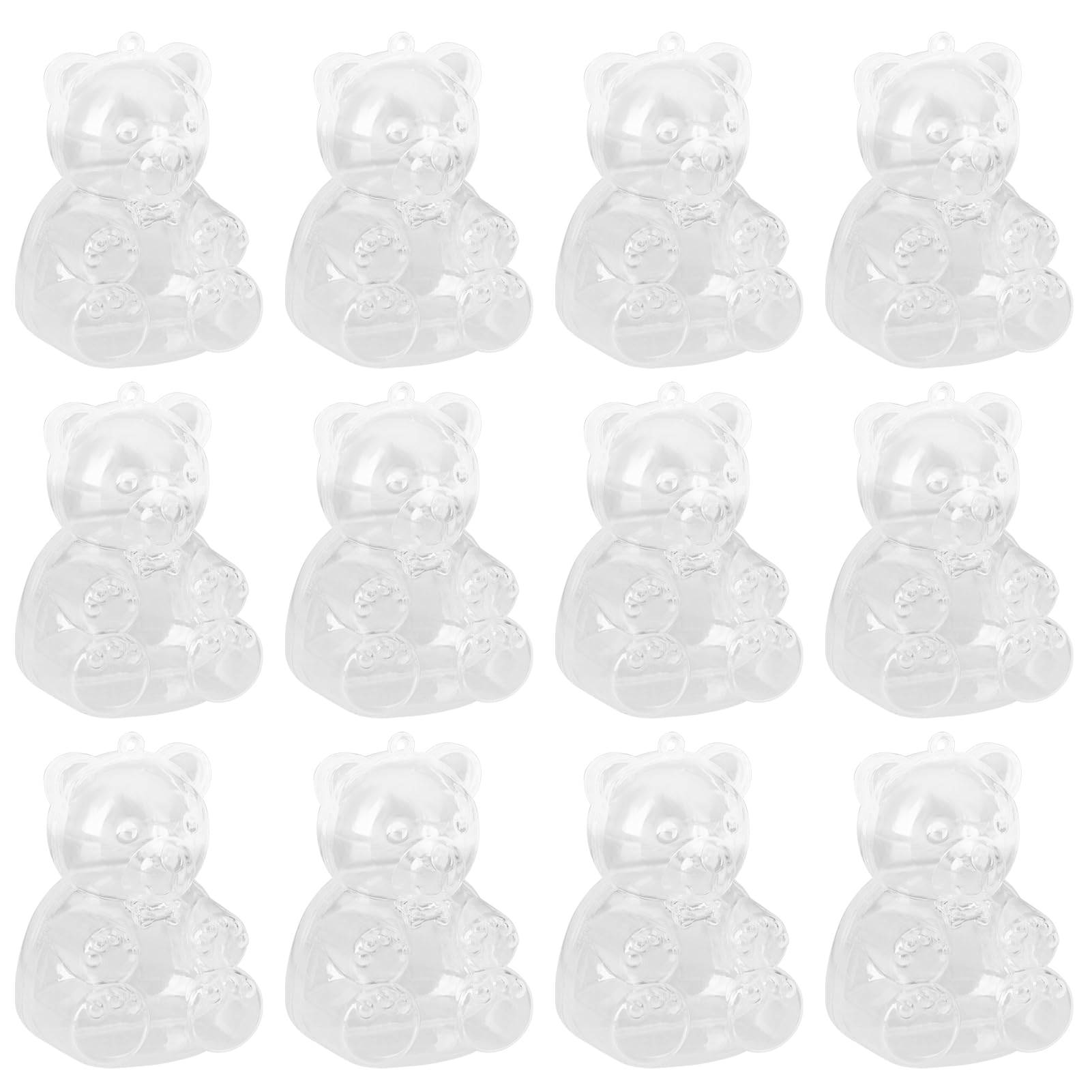 Marooma 12pcs Clear Plastic Bear Container,Candy Boxes Acrylic Candy Jar Cute Clear Plastic Containers Bear Container Gummy Bear Decor for Weddings Birthdays Party Favors(Clear)