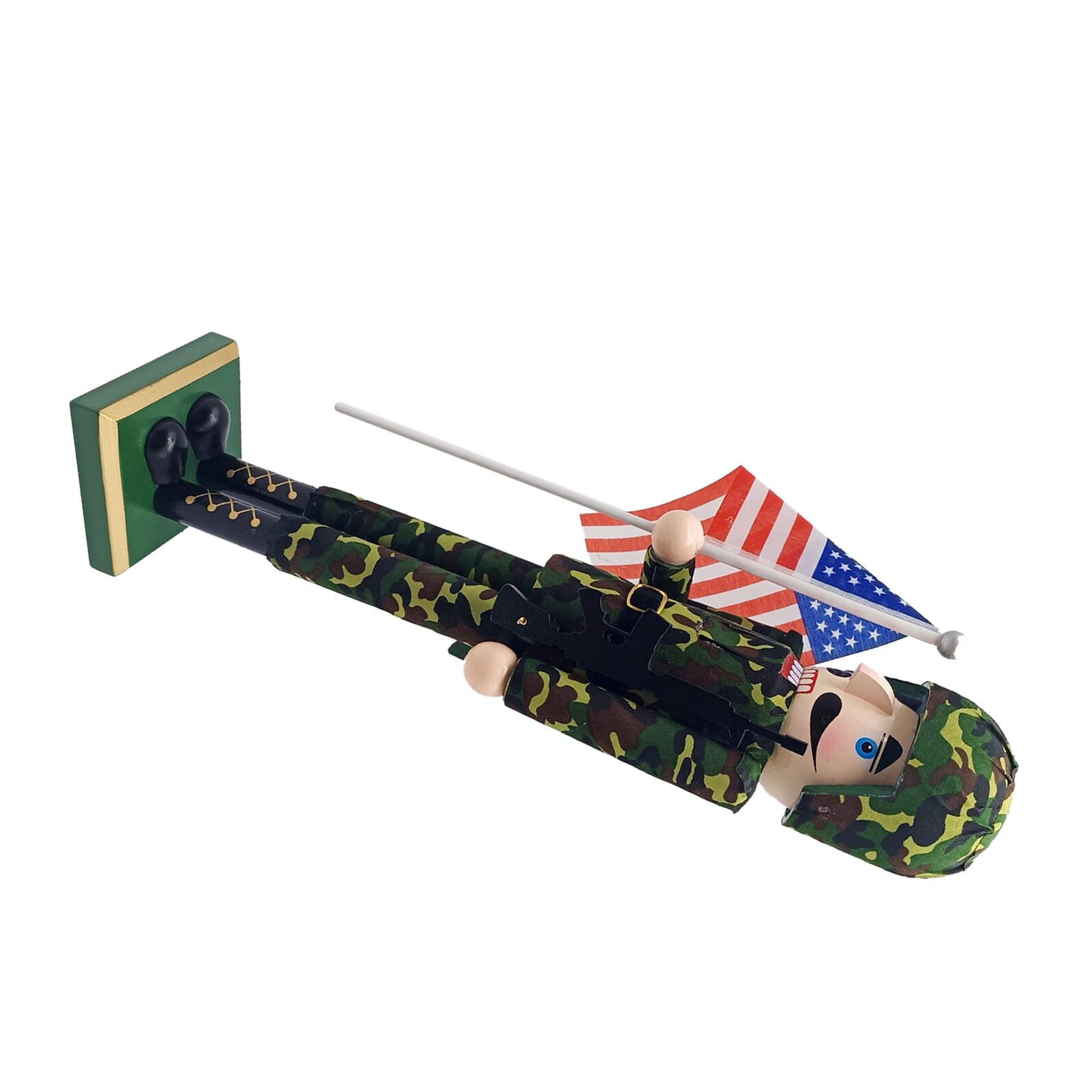 Ciieeo Schiaccianoci Natalizio in Legno Statuina di Soldato Schiaccianoci Patriottica con Bandiera Americana Decorazione da Tavolo per Feste Natale e Capodanno