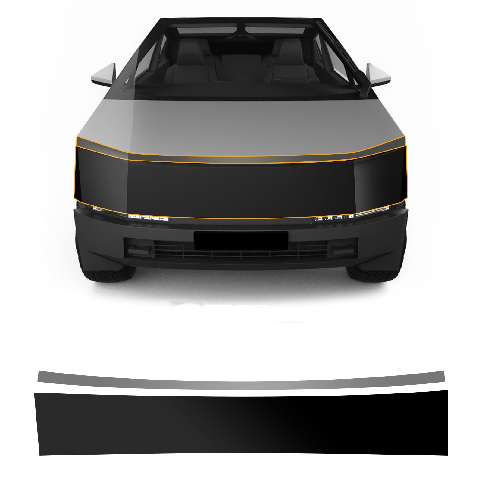 FDAIUN Precut PPF for 2024 Tesla Cybertruck PPF Car Paint Protective Film TPU Scratch Protector Exterior Accessories Matte Black (Matte Black, Front Bar + Headlights (Blackened Headlights))