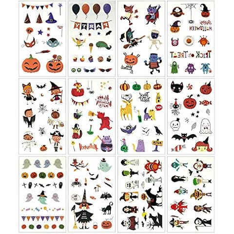 Benlily 150+ Pcs Temporary Body Tattoo Stickers Set for Kids - Halloween Theme Sleep Over Birthday Party Decal Accessories Cover