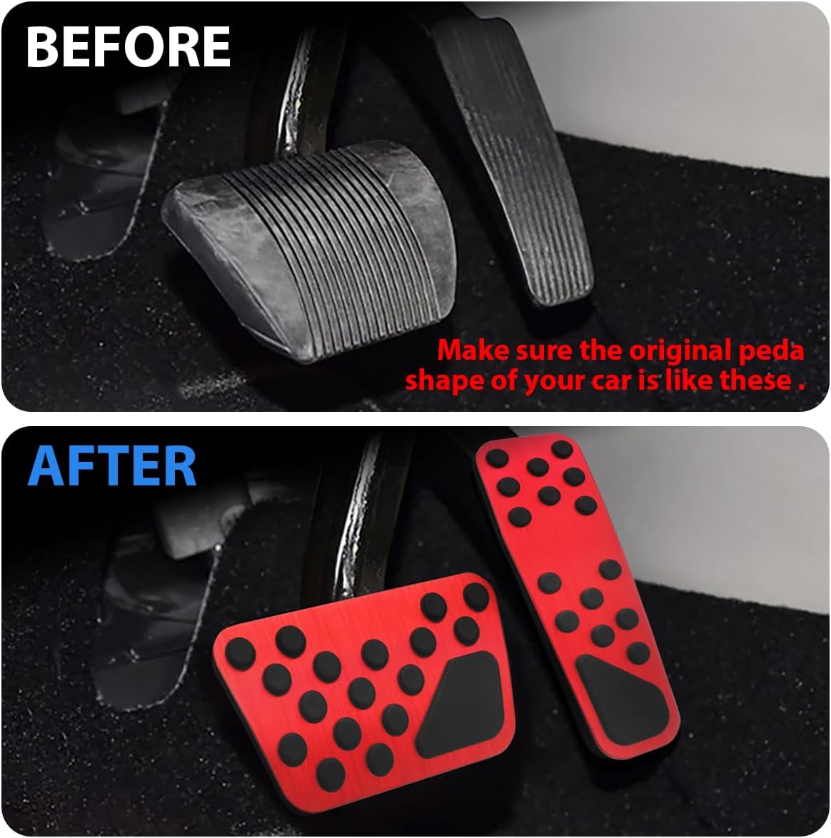 Brake Accelerator Gas Pedal Cover Compatible for 2011-2023 Dodge Charger, for 2008-2024 Challenger Foot Pedal, Compatible for 2009-2019 Chrysler 300/300C Accessories Anti Skip Pad Cap Red