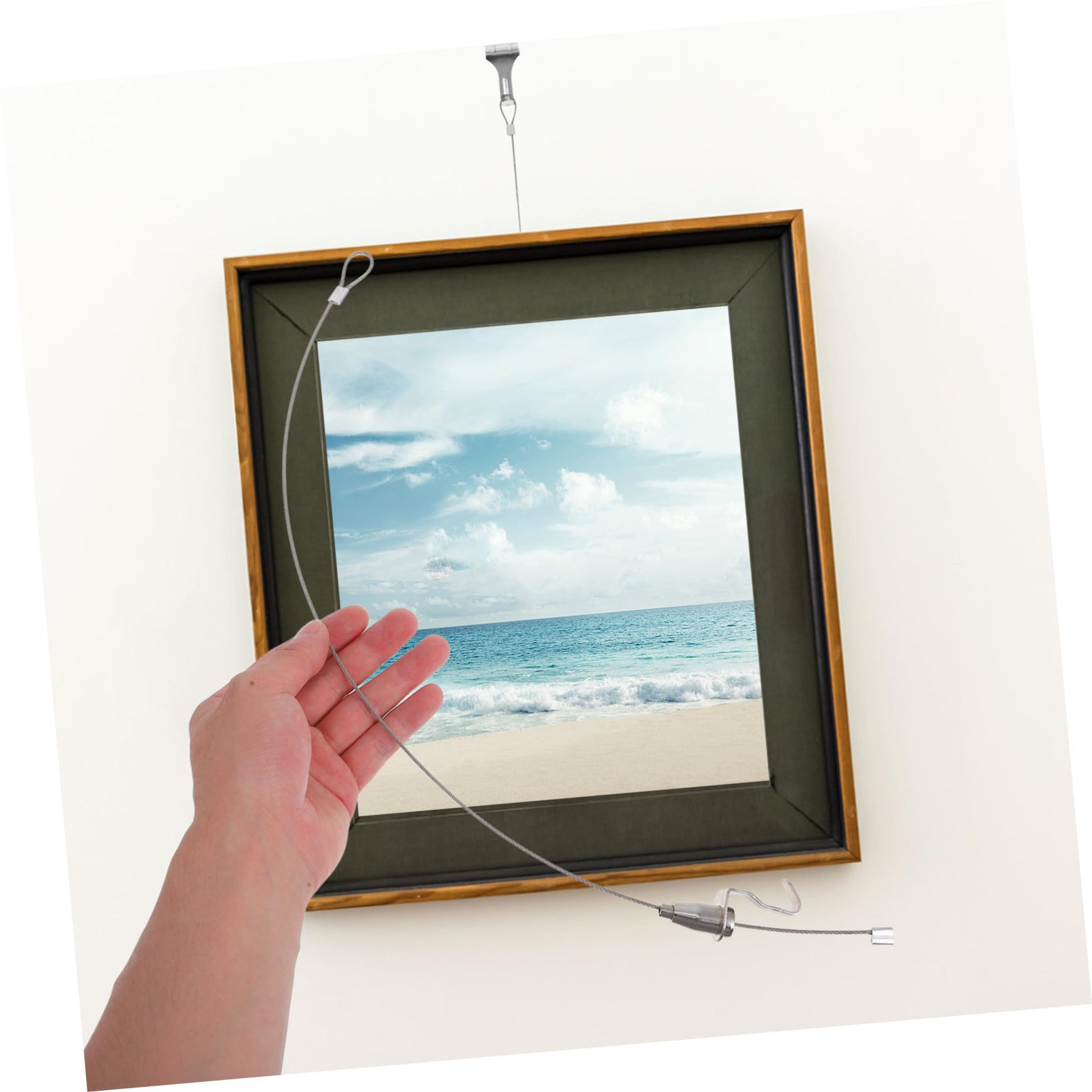 10 set Kit Ganci e Filo Appendicornici Regolabile in Acciaio Inossidabile Sospensione Binario per e Opere d Arte Facile Installazione per Casa e Ufficio
