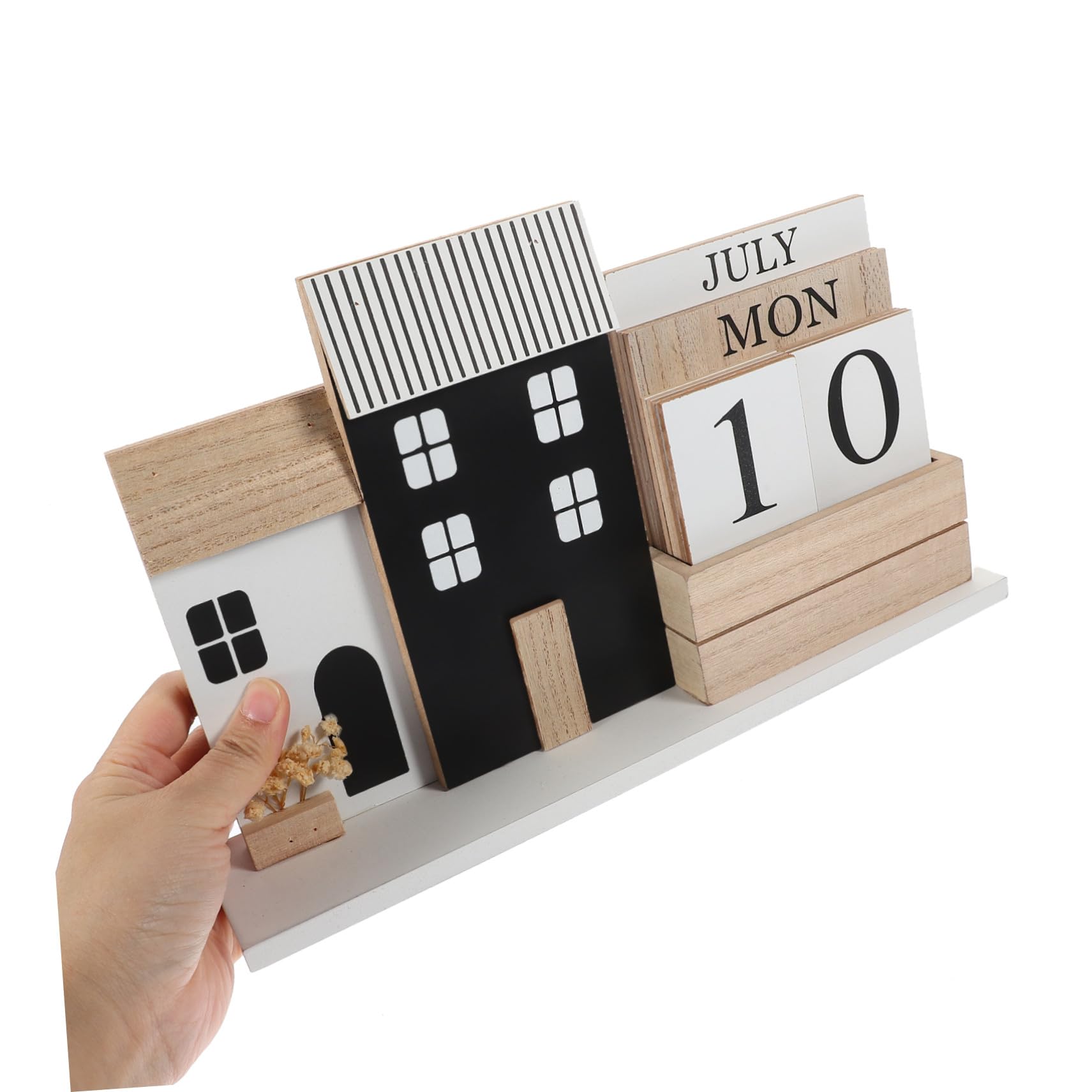 Calendario in Legno per Scrivania Planner Settimanale e Mensile Compatto Display Riutilizzabile di Data e Mese Decorazione Ufficio e Casa Dimensioni