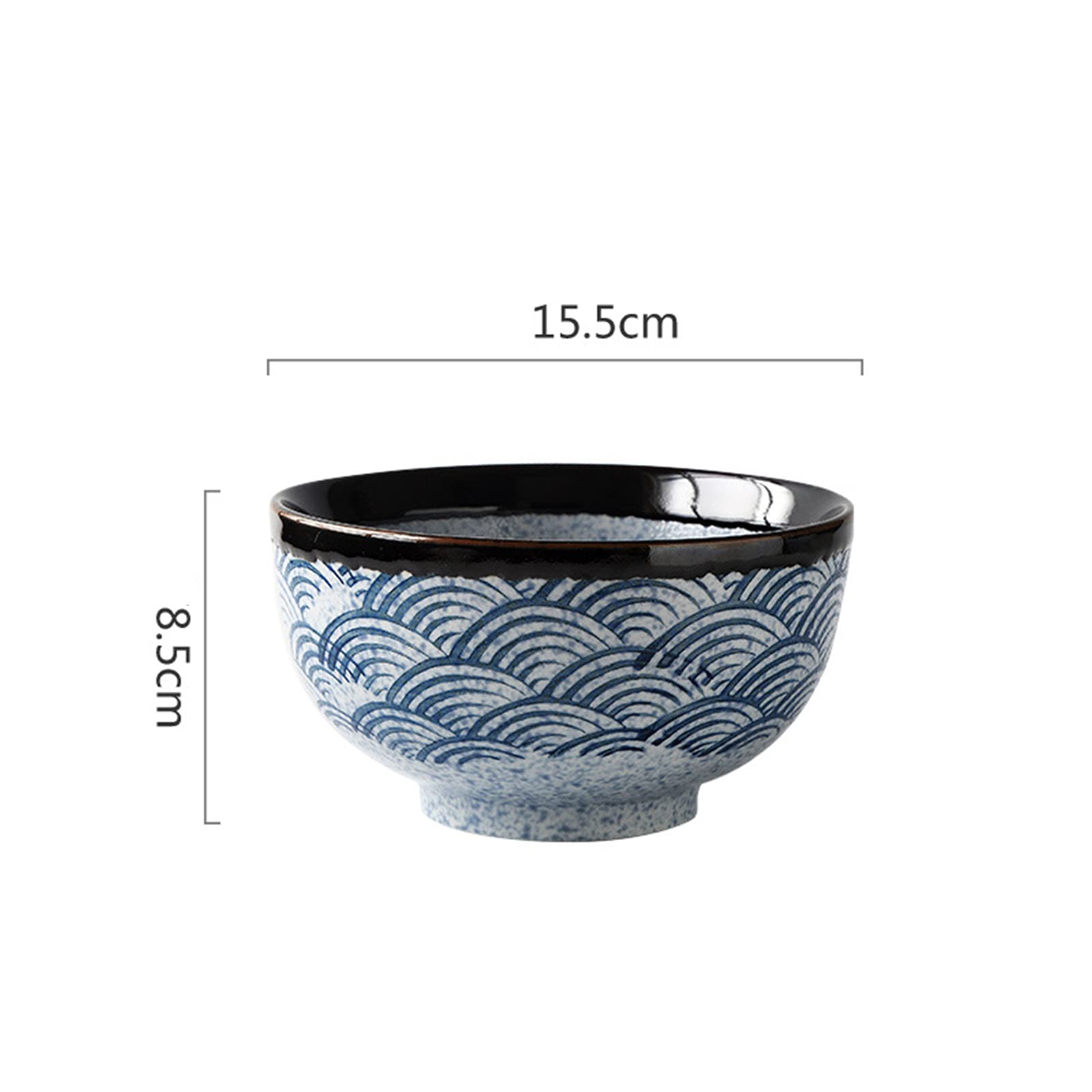 tazas de ramen, conjuntos de tazas de pasta, Cuenco grande de cerámica for fideos/sopa con ondas marinas, utilizado en sopas, cereales, arroz, fideos udon, fideos asiáticos, azul, 960 ml ( Color : Blu