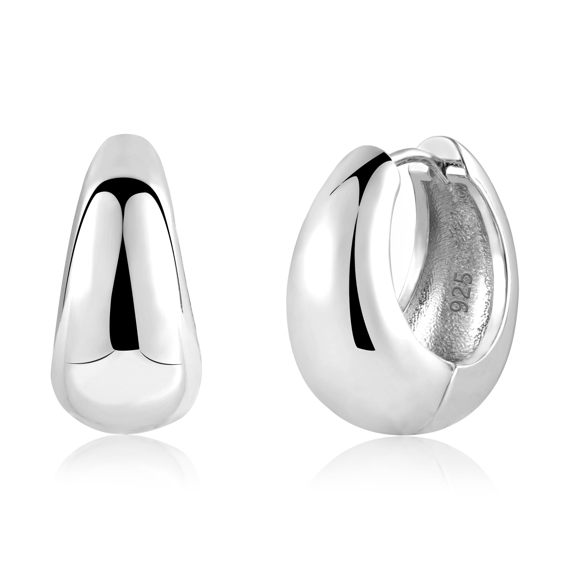 ASH'S CHOICE Pendientes de aro pequeños de plata 925 para mujer, pendientes gruesos, pequeños, de oro de 14 quilates, Huggie, pendientes de aro pequeños, ligeros y anchos, Plata de ley