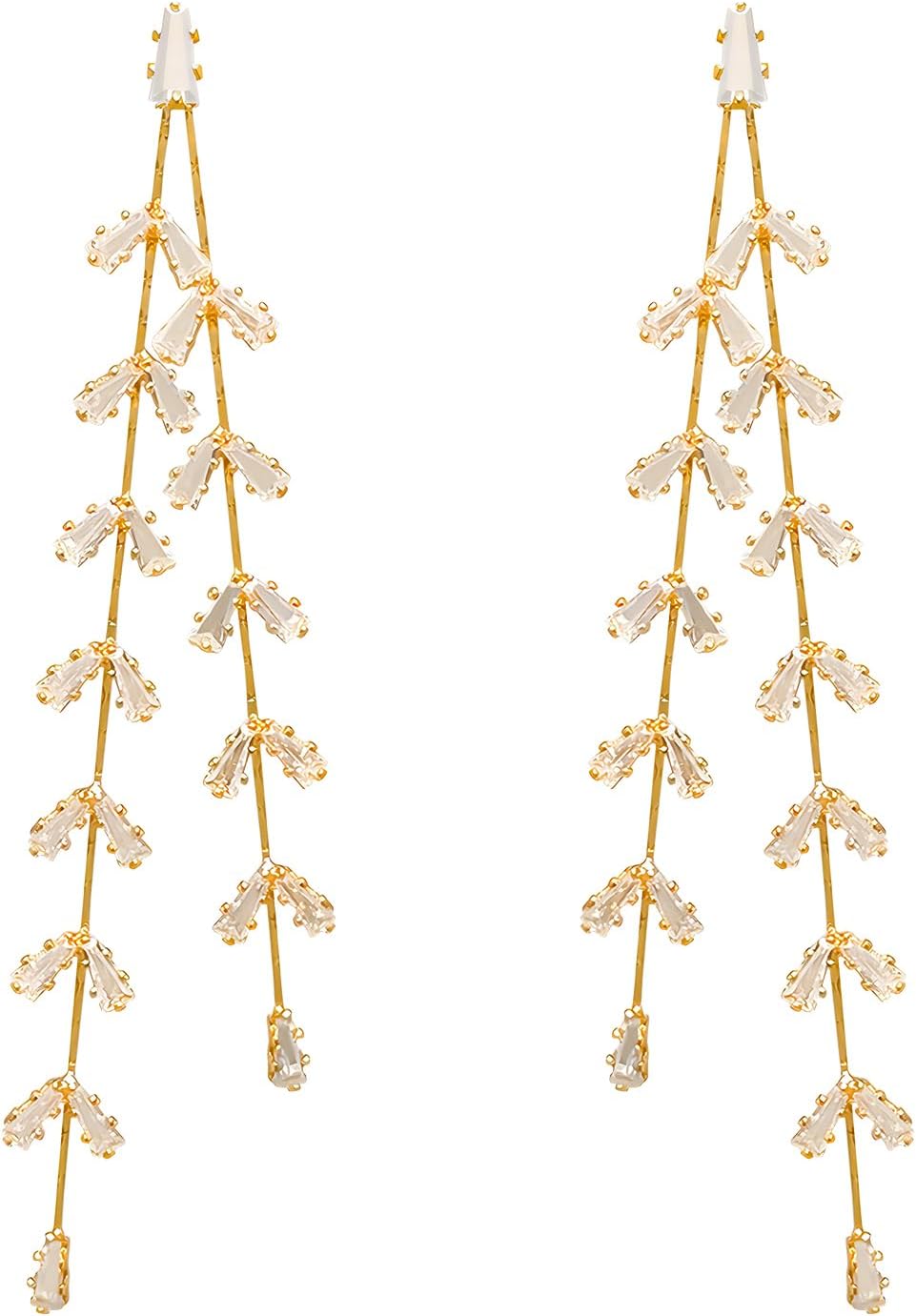 Crystal Wedding Earrings for Bridal Bridesmaid,Bride Drop Earrings Gold Chandelier Dangle Earrings for Women,Cubic Zirconia Rhinestone Dangling Earrings Prom Party Jewelry Gifts