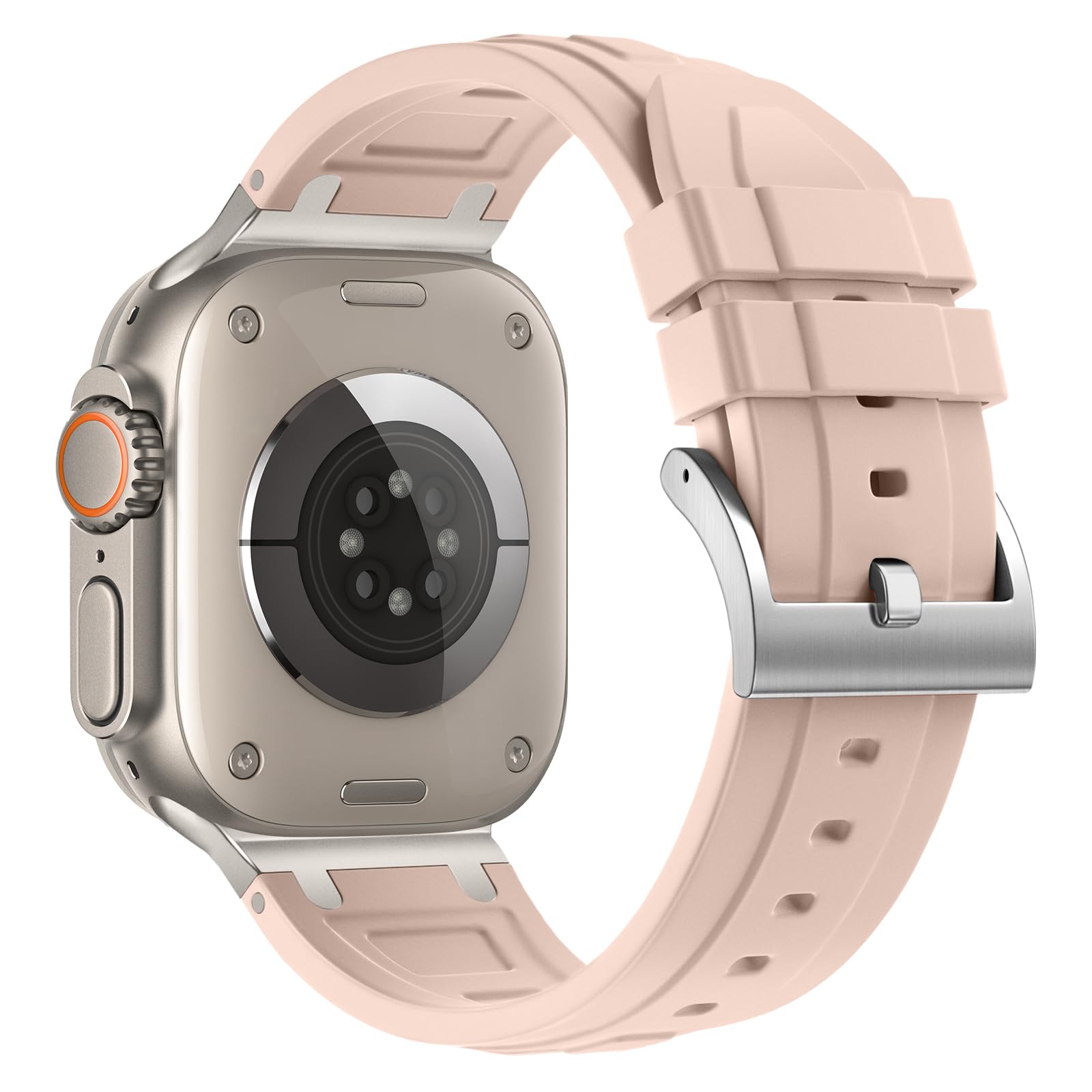 Compatible with Apple Watch Series 11 10 Strap 46mm,Ultra 3/2/1 49mm Silicone Straps Compatible with iWatch Series 9/8/7/6/5/4/SE 3 45mm 44mm with Stainless Adapter (NO WATCH)-image-1