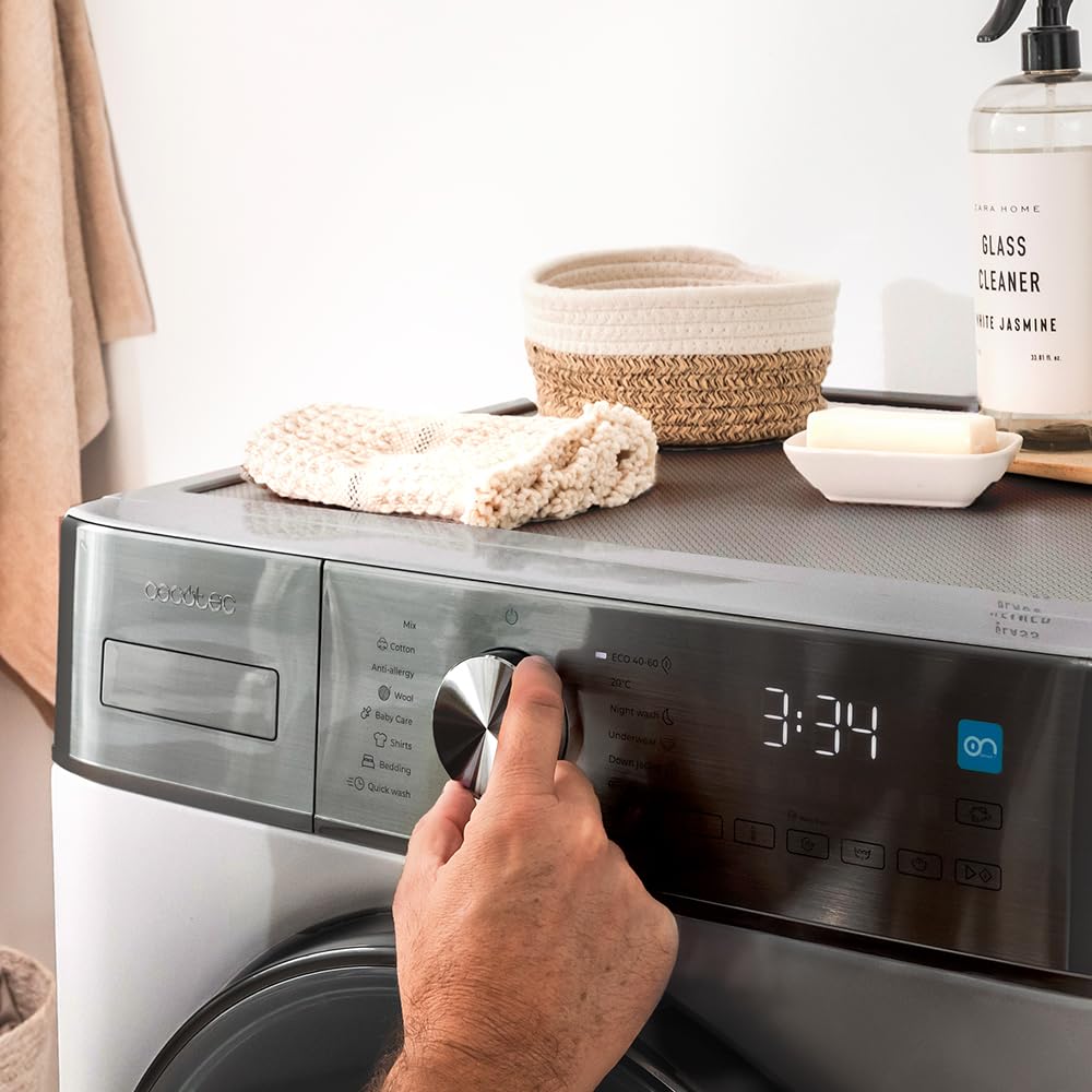 Cecotec Lavatrice 9 Kg di carico frontale Bolero DressCode 9800 Inverter Steel A. 1400 giri/min, classe A, 16 programmi, motore Inverter Plus, SteamMax, OnSmart, SpaCare, Fuzzy Logic e Display Touch