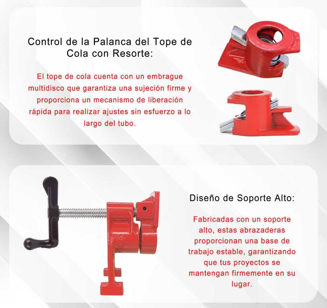 HimaPro Juego de 4 Sargentos Tipo H para Tubo de 19 mm (3/4") – Uso Profesional para Carpintería, Bricolaje y Proyectos DIY