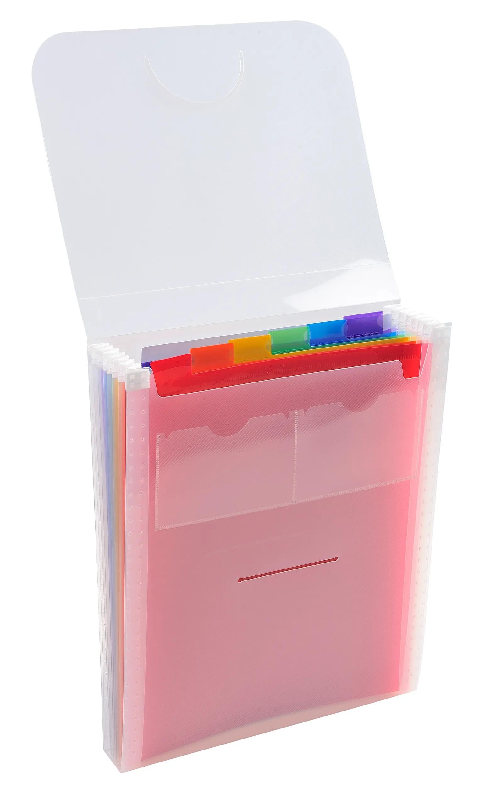 Exacompta - Réf. 55798E - Carton de 5 trieurs valisette vertical Crystal - couverture et intérieur en PP - avec 2 porte-étiquettes sur la face - 6 compartiments - dim 25,5x30,5cm - pour A4 - cristal