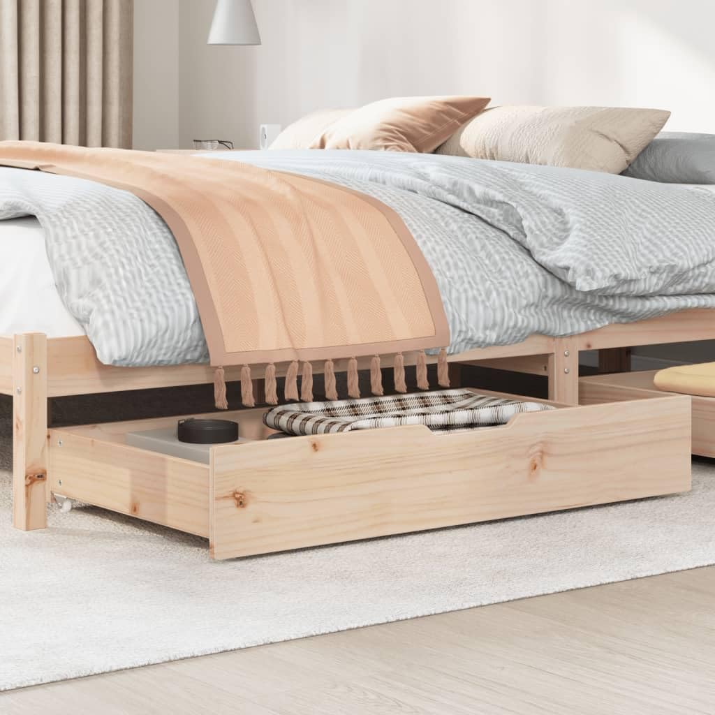 ShGaxin 850923 - Cassetti sotto letto con ruote, 2 pezzi in legno massello di pino