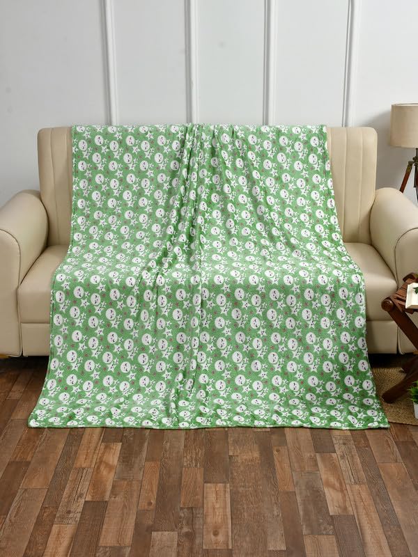 MORADO 190 GSM Flannel Super Soft Warm Single Blanket for Winters - 60x90 Inches, Green & White-image-39