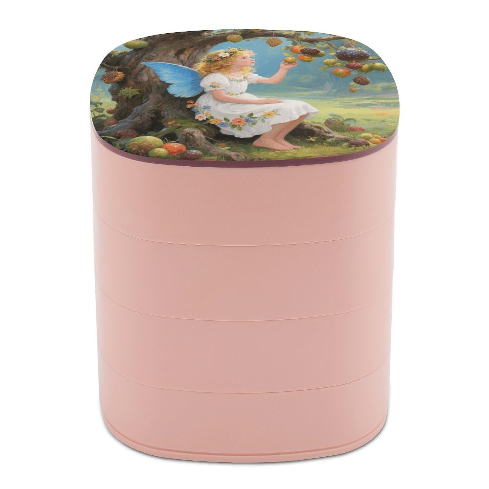 VstaDank Ancient Tree Flower Fairy Jewelry Case Women Portable Travel Jewelry Box Rotating Jewelry Organizer with Mirror Multi-Layer Necklace Ring Earring Storage Box for Bracelets Rings