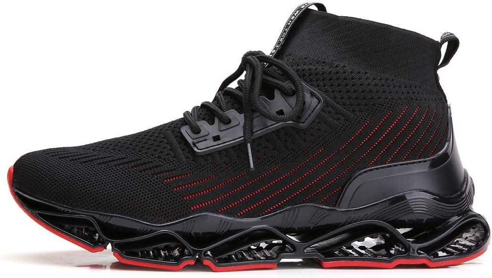 Ezkrwxn Sneakers for Men Running Shoes Athletic Tennis Walking Shoes Fashion Sneaker mesh Breathable Black red Size 9.5