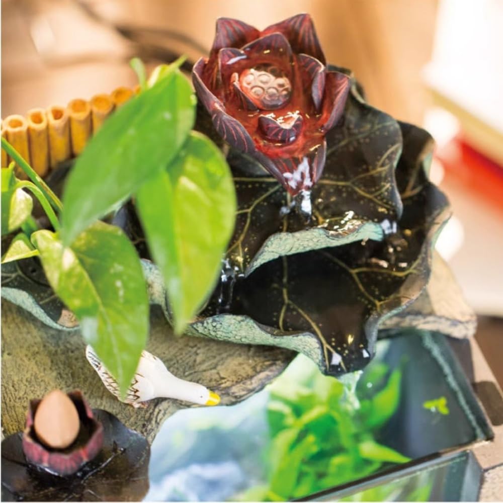 Feng Shui Fontana da tavolo Zen Scape Flow da interno, cascata con mini paesaggio autopulente interni