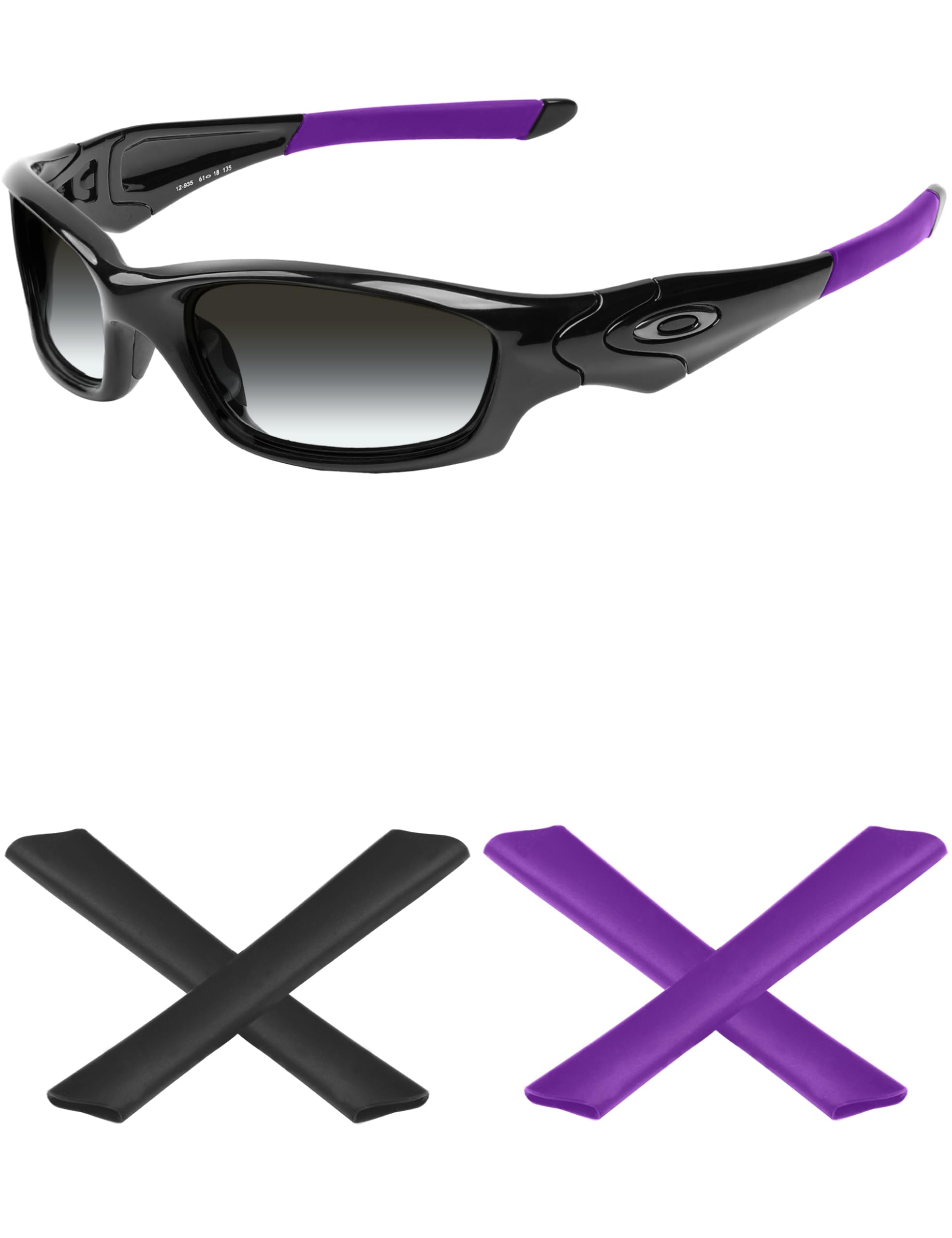 Mryok 2 Pair Replacement Earsocks Kits for Oakley Straight Jacket 2007 - Purple & Black