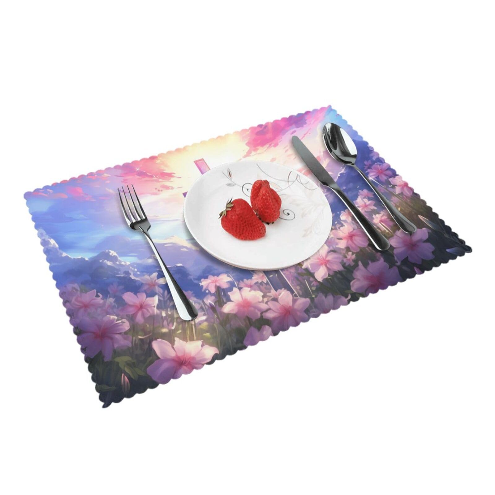 Cross Flower (8) Placemats Set of 4 Print Table Mats Place Mats Table Decor for Kitchen Dining 12X18 in