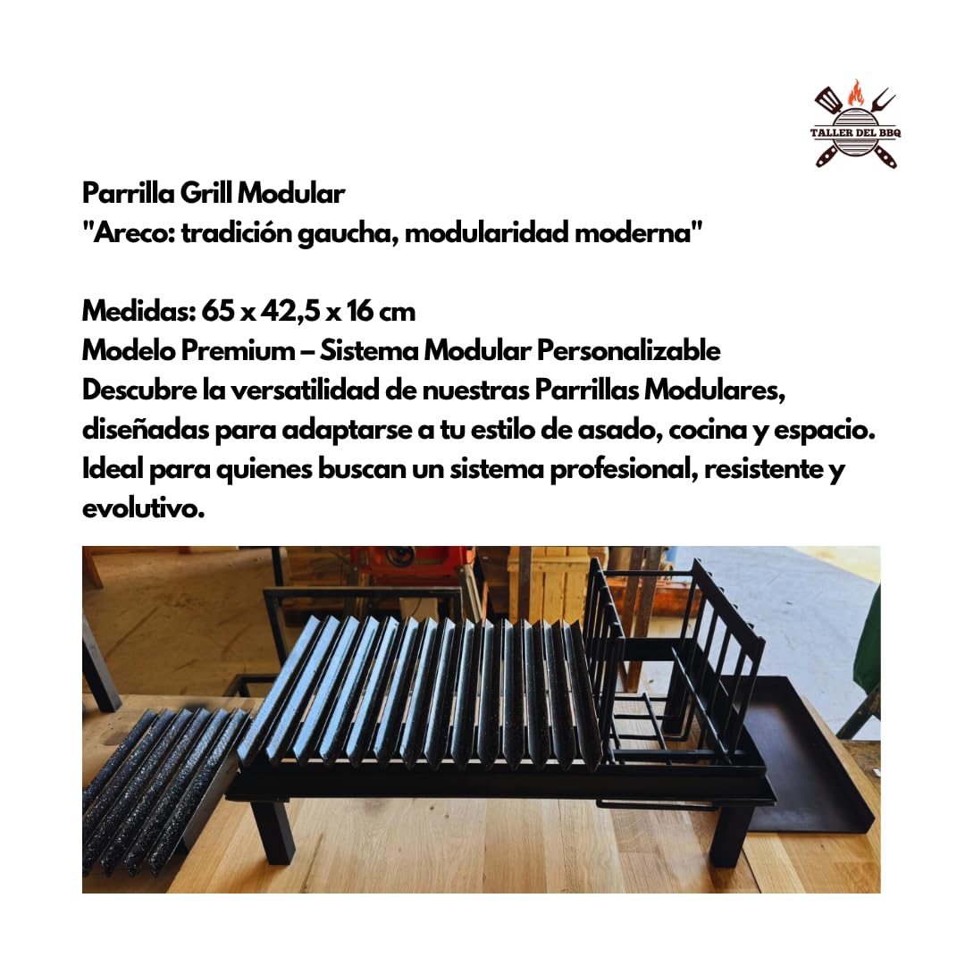 Griglia modulare in stile argentino #WorkshopDelBBQ – 3 griglie a V + piastra liscia + legno + vassoio raccogli grasso design modulare artigianale per veri amanti dell'arrosto.