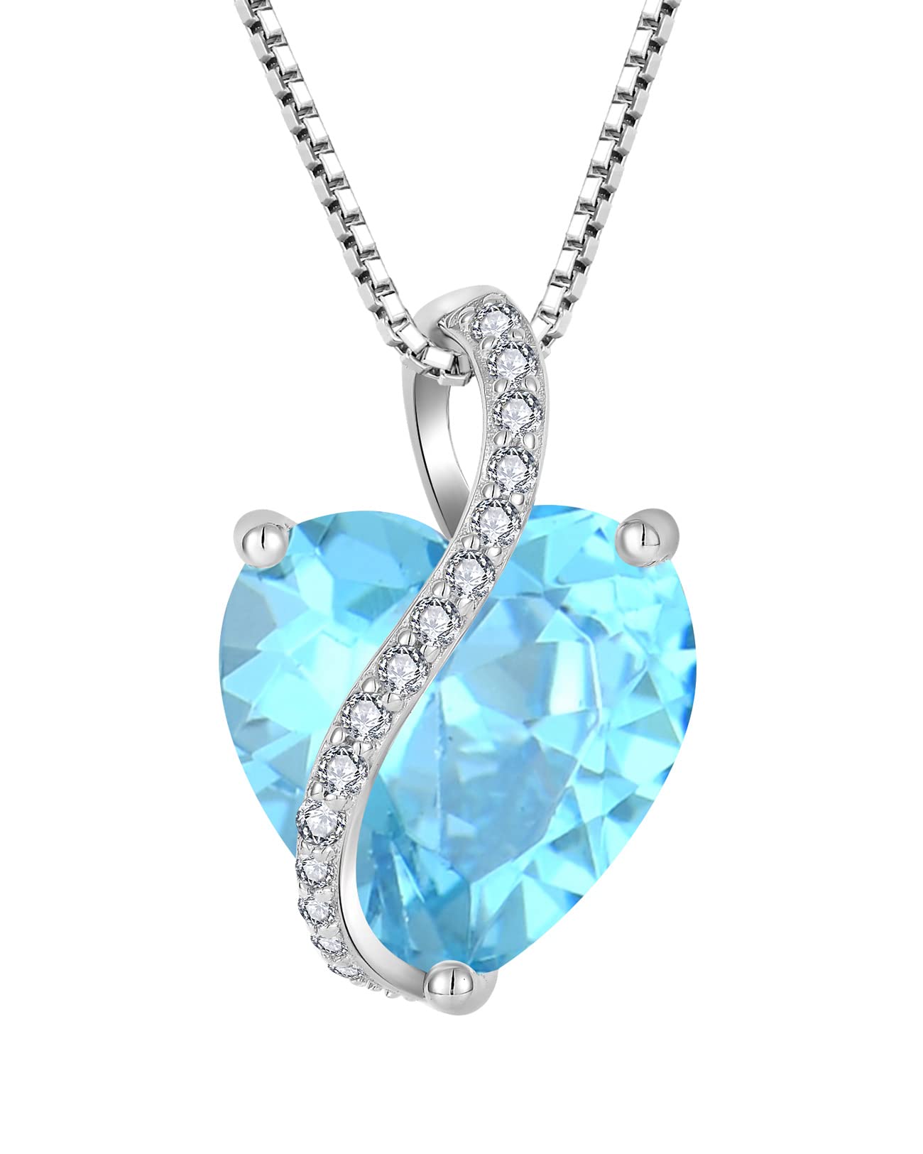 YL Collar Corazón Plata de Ley 925 con 12 piedras de Nacimiento Circonita Colgante para Mujer