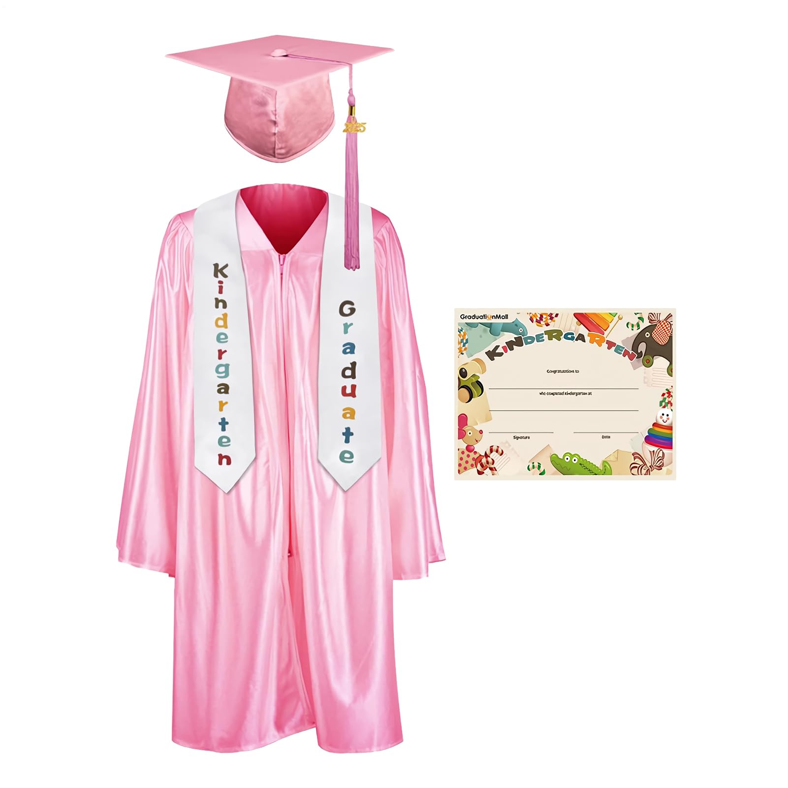 Kindergarten Graduation Hat and Gown, Congrats Grad Clothing for Toddler, 2025 Graduate Ceremony Dress Up Clothes for Children Aged 5-13 Years Old