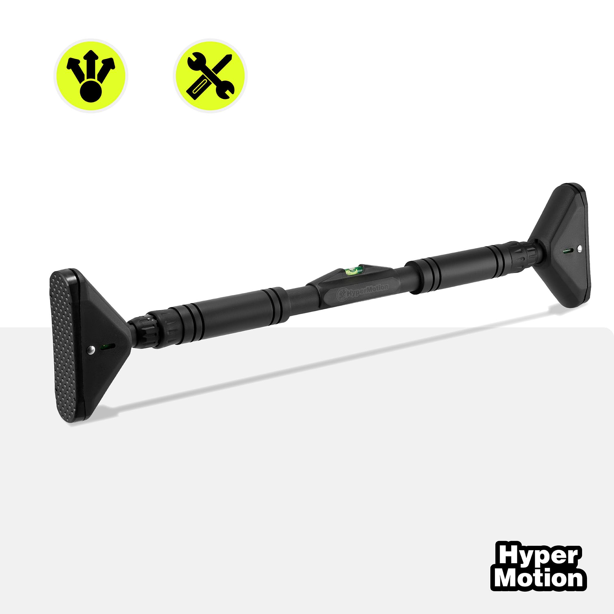 HyperMotion Asta di espansione, regolabile 70-100 cm, portata 200 kg, senza foratura, supporti in schiuma NBR, livella integrata, punte TPR, nero