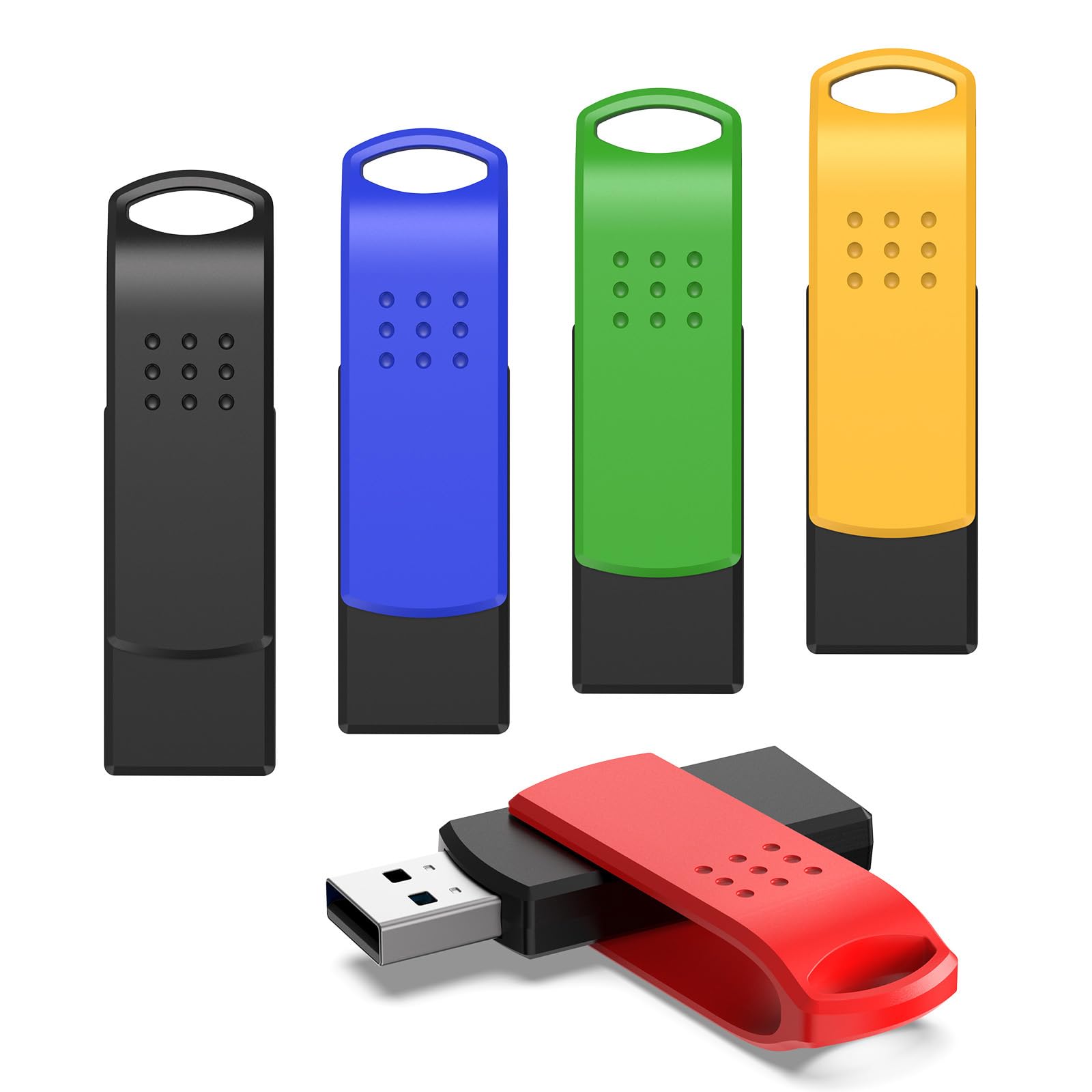 32GB USB Flash Drive 5 Pack (Black/Green/Red/Blue/Yellow), USB-A, 12MB/s Read 4.5MB/s Write, Multicolor Thumb Drives for PC, Laptop, Team Use, Document Photo Music Storage (32GB 5 Pack)