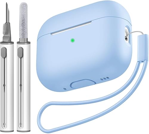 Compatible con Airpods Pro 2, funda protectora de silicona suave con kit de limpieza y cordón compatible con AirPod Pro de 2 generación, LED frontal