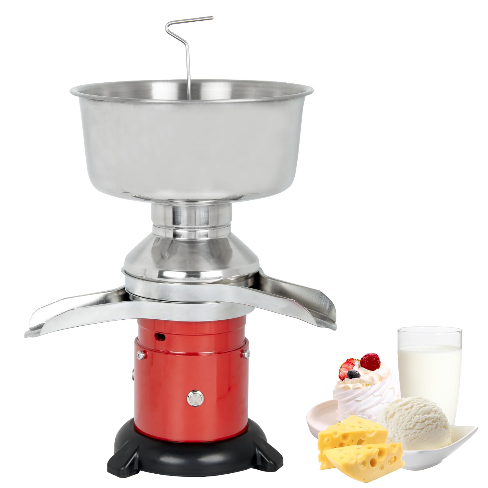 Separador eléctrico de crema de leche de 40 W, 60 l/h, de alta eficiencia, centrífugo, de leche de acero inoxidable 304, separador de leche de vaca de cabra con cuenco de 5 litros, 10500 rpm