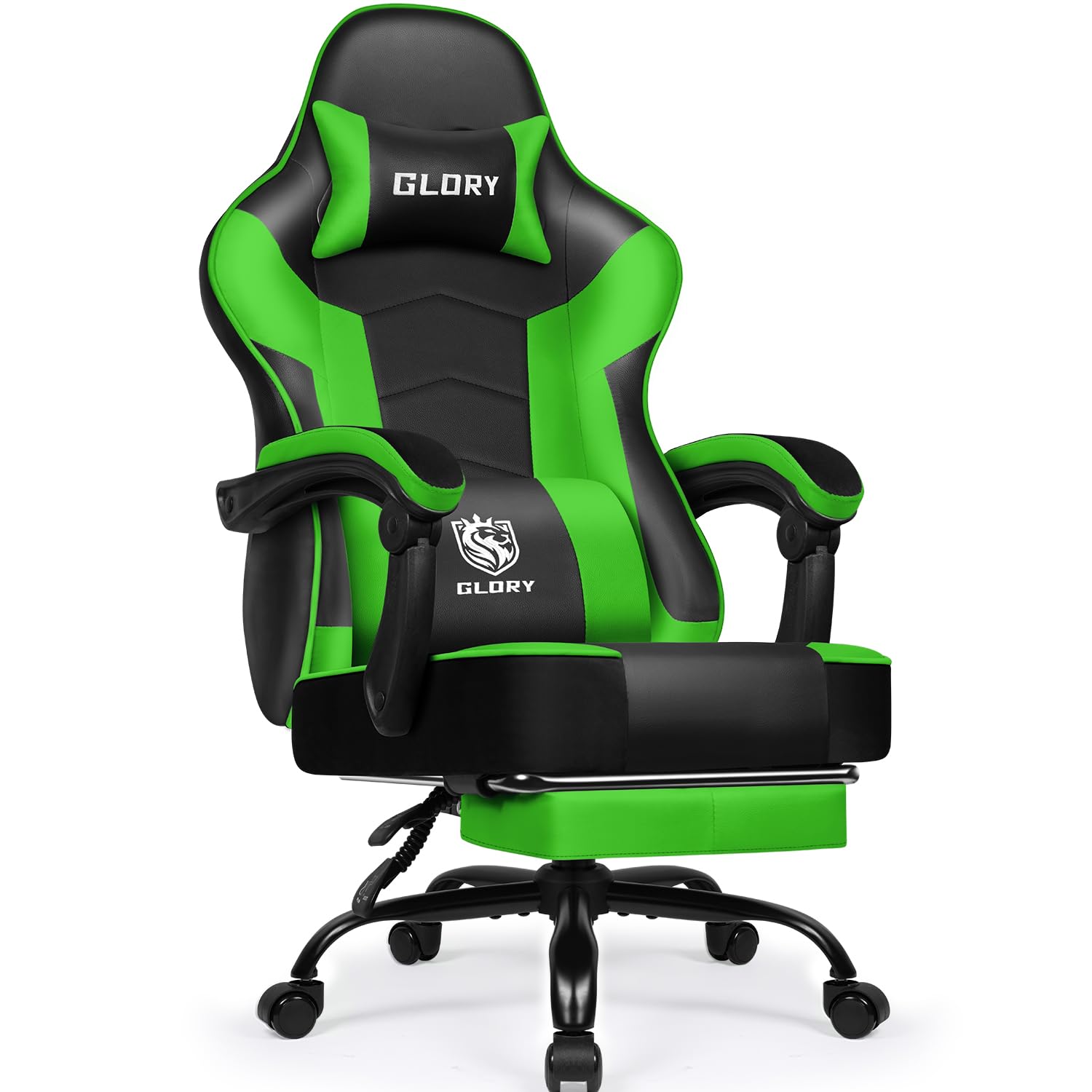 minnouat Gaming Stuhl Ergonomischer mit Fußstütze, Gamer Stuhl 150 kg Belastbarkeit, Gaming Chair Bürostuhl aus Kunstleder