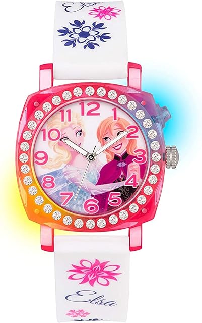 Frozen Children's Quartz Watch with Multicolour Dial Analogue Display and White Rubber Strap FZN3789