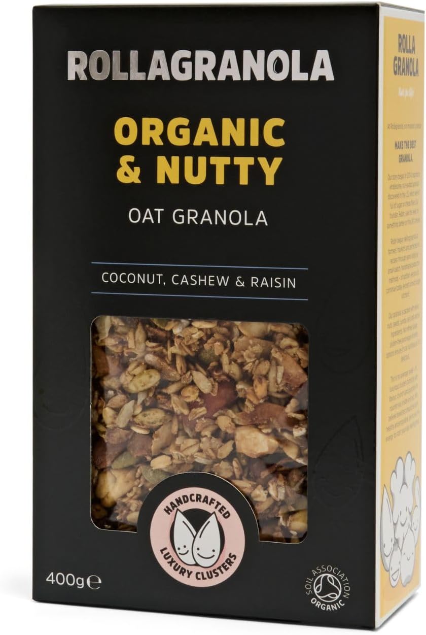 Rollagranola Organic & Nutty - 100% Natural, Free of Cereal, Gluten-Free, Vegan with No Added Refined Sugar - Handcrafted in The UK