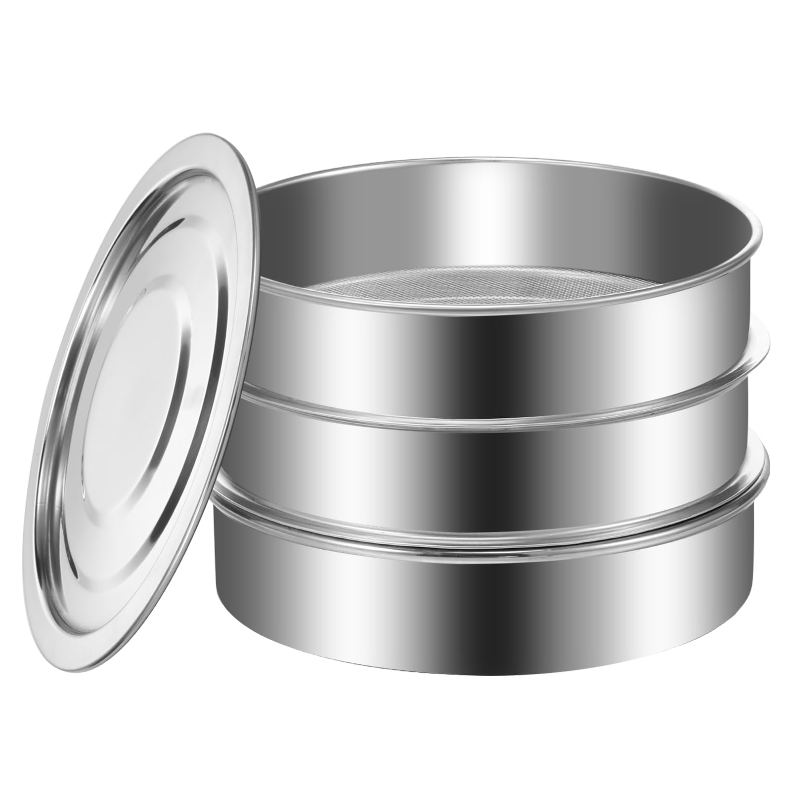 ZHAZHAMO Sprossen-Sprossen-Set, Edelstahl, stapelbar, einfach zu bedienen, Bohnensprossen-Wachstumsset, Netz-Keimschalen, Samen-Keim-Set für Bohnen, Erbsen, ZHAZHAMO (Silber)