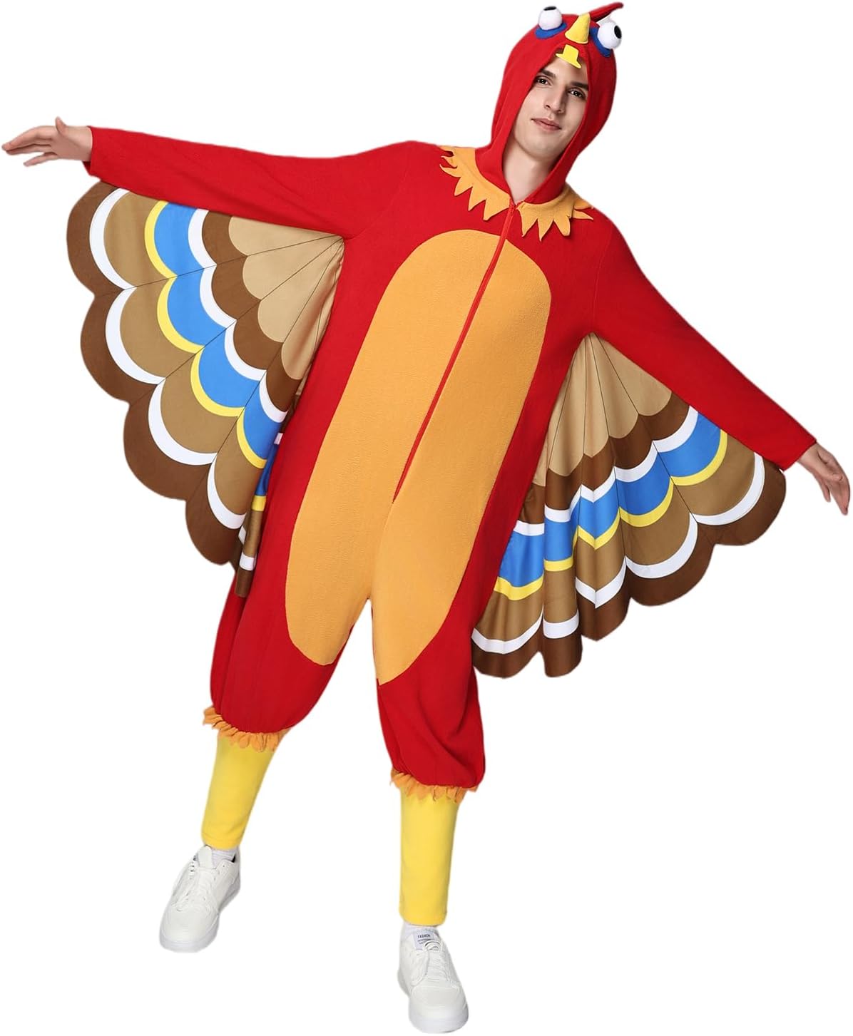 EraSpooky Adult Fleece Turkey Costume Thanksgiving Day Animals Onesie Outfits for Men Women Large