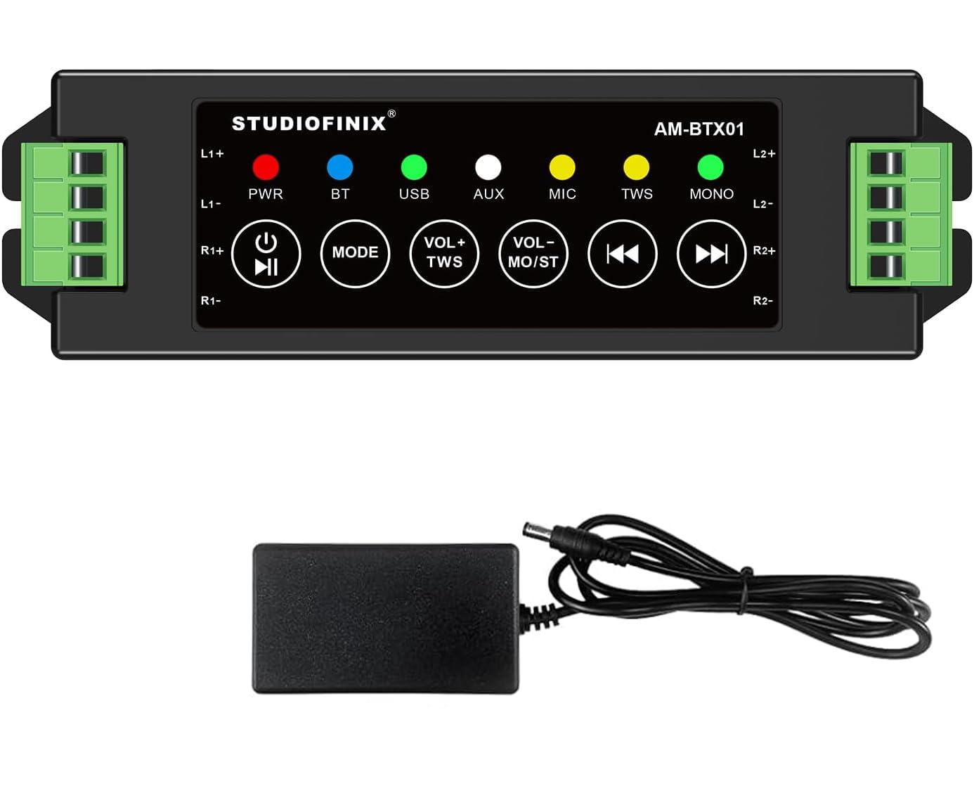 amf24Vオーディオ CD/Bluetooth/USB/AUX STUODIOFINIX 4-Channel Mini Bluetooth Amplifier 120w for Passive