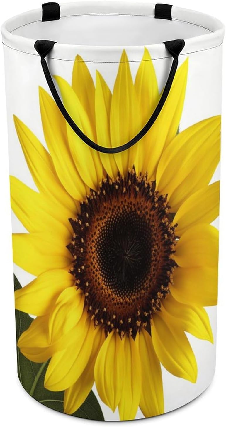 Large Laundry Hamper with Handle Waterproof Laundry Basket Collapsible Dirty Clothes Hamper Flower Sunflower Laundry Bag for Clothes Toys in Bedroom 15.7x27.2 In