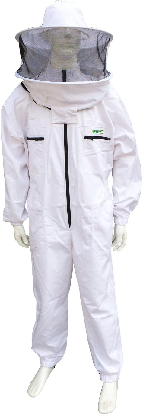 WANGSHI Thickened Type Underarm Zippered 100% Cotton Air-Through Lightweight Beekeeping Suit with Hat-Veil Combo Beekeeper Protection Clothing Suit Beekeeping Clothes (XXX-Large)