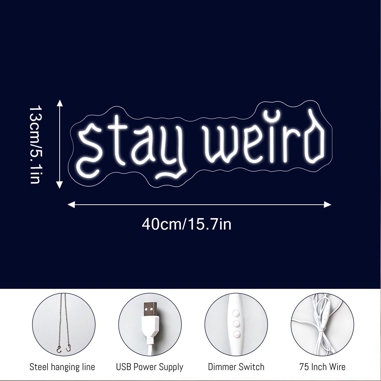Stay Weird Neon Sign – Pink LED Wall Decor, USB Powered With Dimmable Switch, For Bedroom, Living Room, Or Party