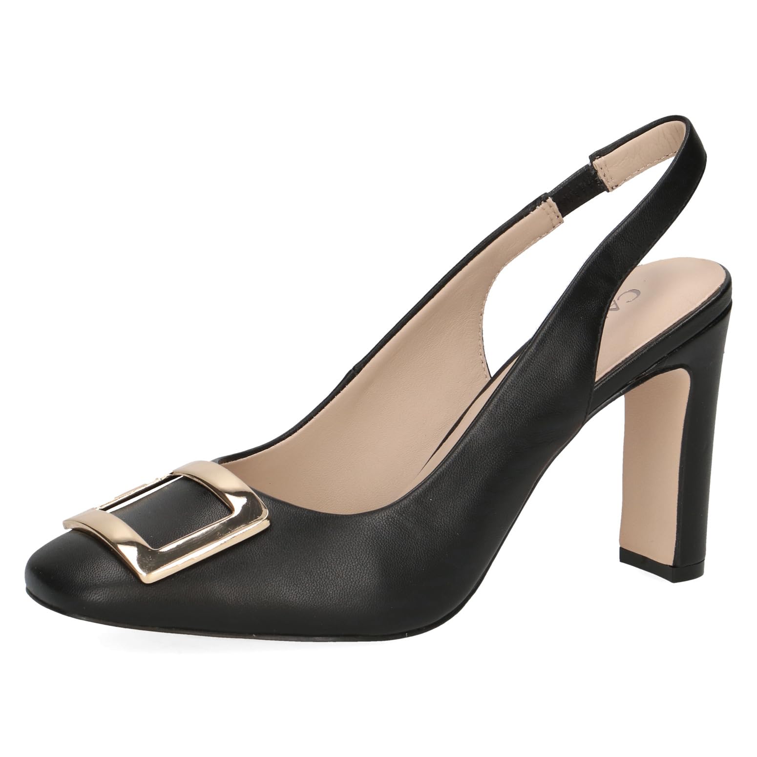 CAPRICE Women Slingback Pumps Leather Elegant, Black (Black Nappa), 3.5 UK