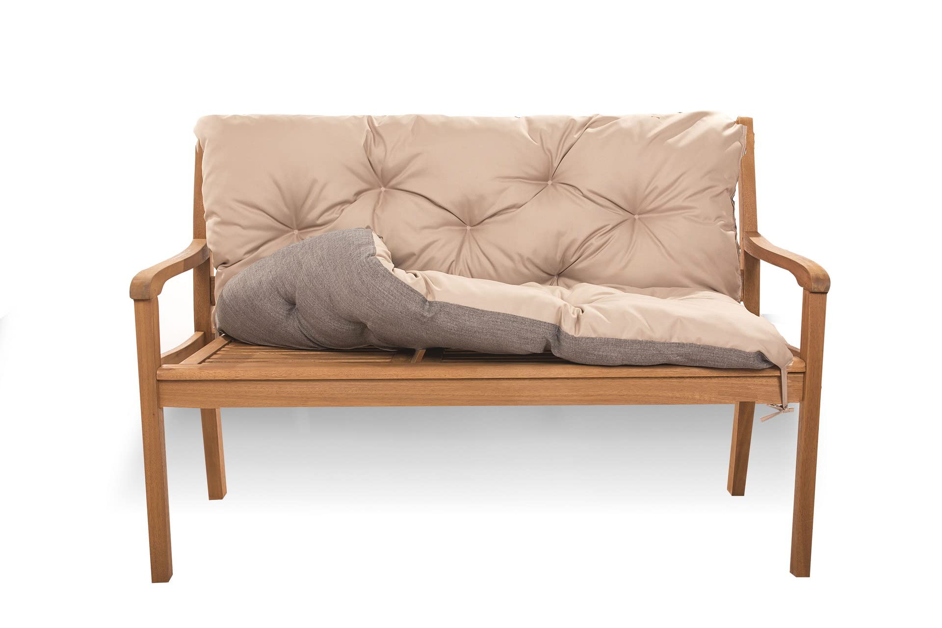Sitzkissen für Hollywoodschaukel - Sitzbank mit Rückenlehne - Gartenschaukel Kissen - Bankkissen Outdoor (160 x 60 x 50, Beige)