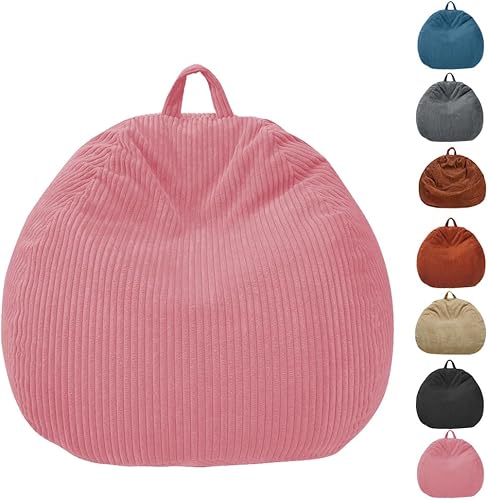 Puf (sin relleno), funda para puf, almacenamiento de animales de peluche para adultos, niños, adolescentes, puf grande para color rosa