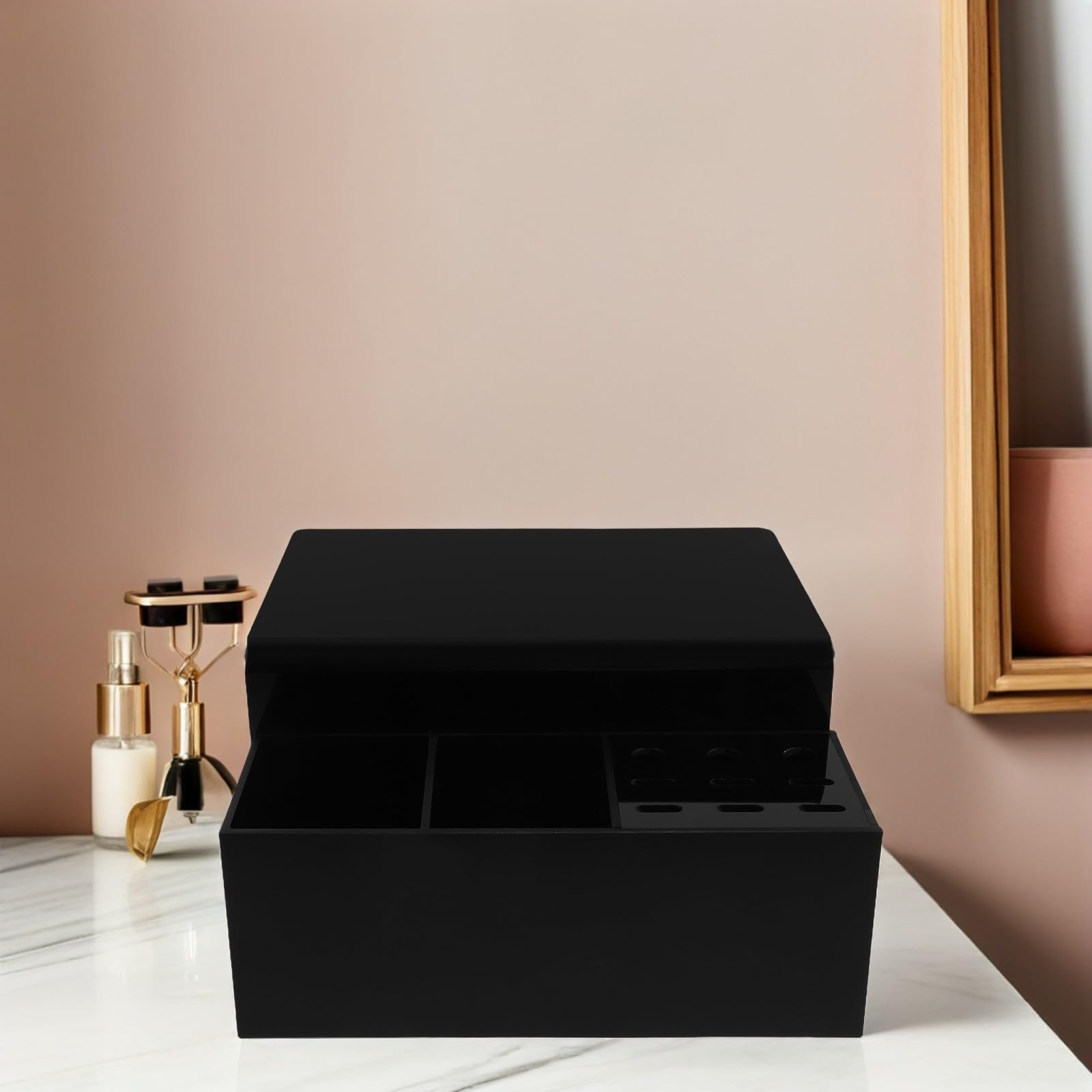 PACKOVE Organizador para Pestañas con Almohadilla Ergonómica Desmontable Soporte para Extensiones de Pestañas Herramienta Profesional para Salones y Doméstico Diseño Negro Fácil de Limpiar