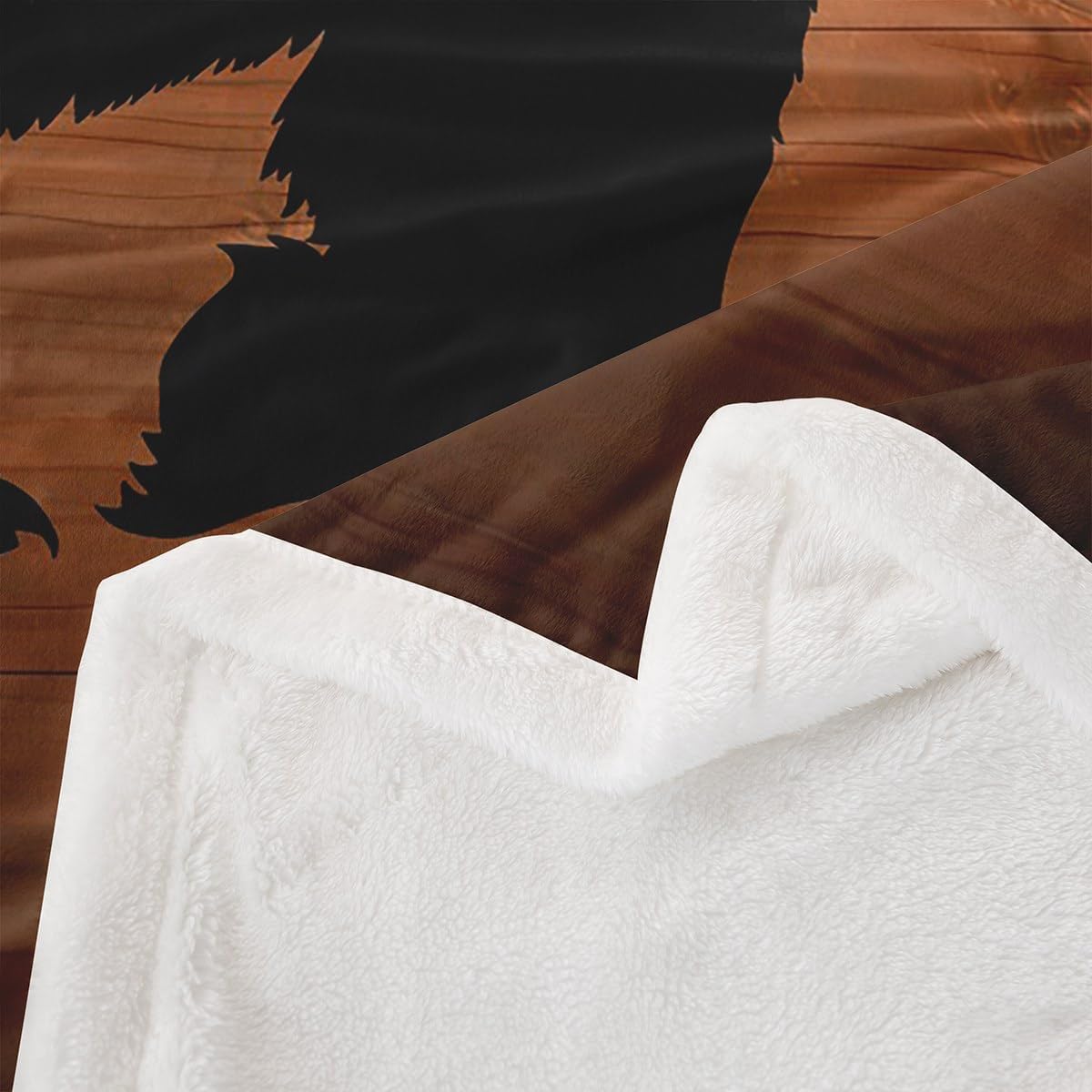 Brown Bear Throw Blanket 40x50 Sketch Bird Wild Animal Mountain Decor Fleece Blanket for Kids Teens Adults Rustic Jungle Lodge Cabin Style Plush Blanket for Couch Chairs Office