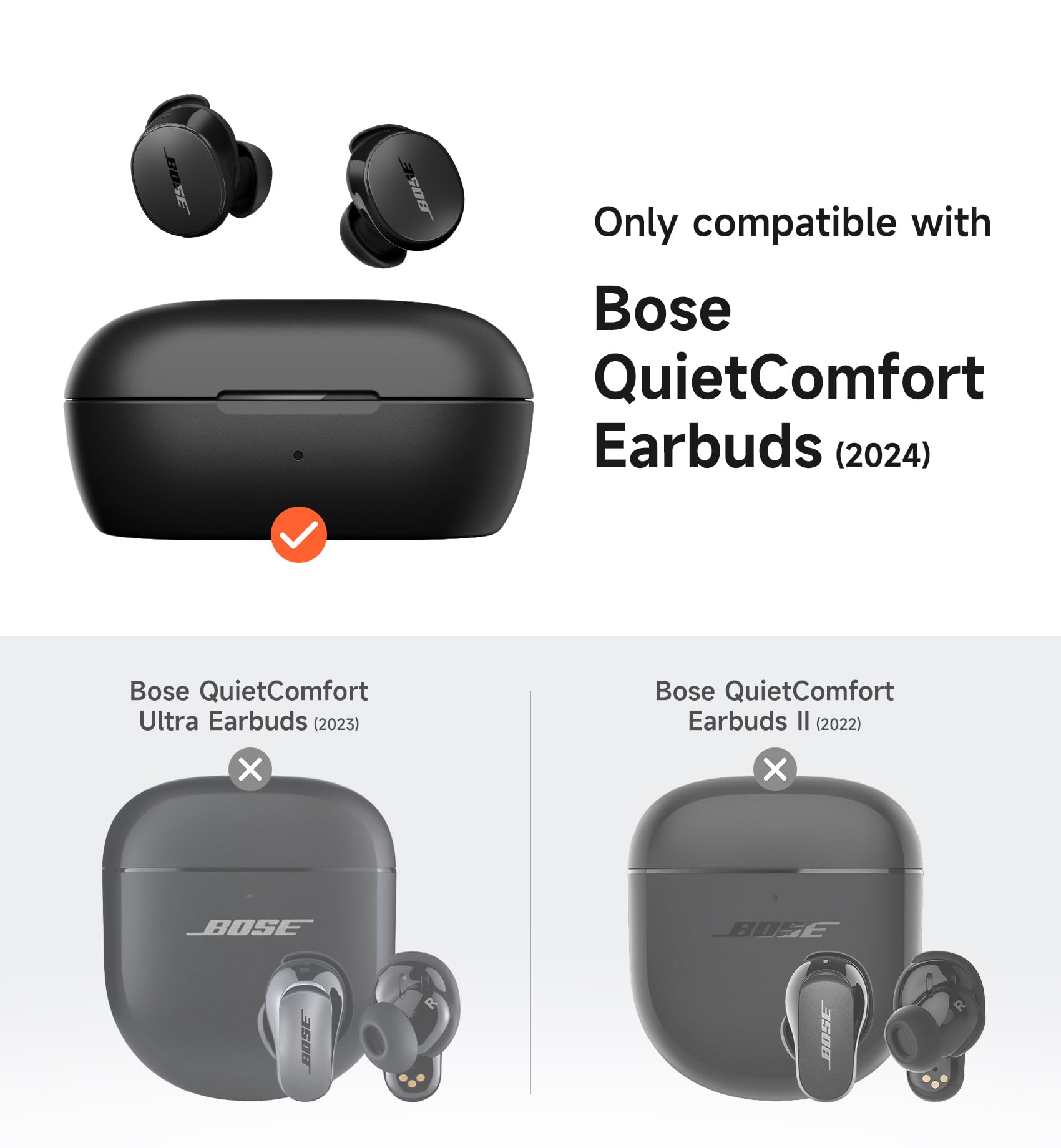 SURITCH Magnetyczne etui na słuchawki douszne Bose New QuietComfort (2024), wytrzymała, odporna na wstrząsy osłona ochronna do słuchawek Bose QuietComfort z magnetycznym lokiem, karabińczykiem i