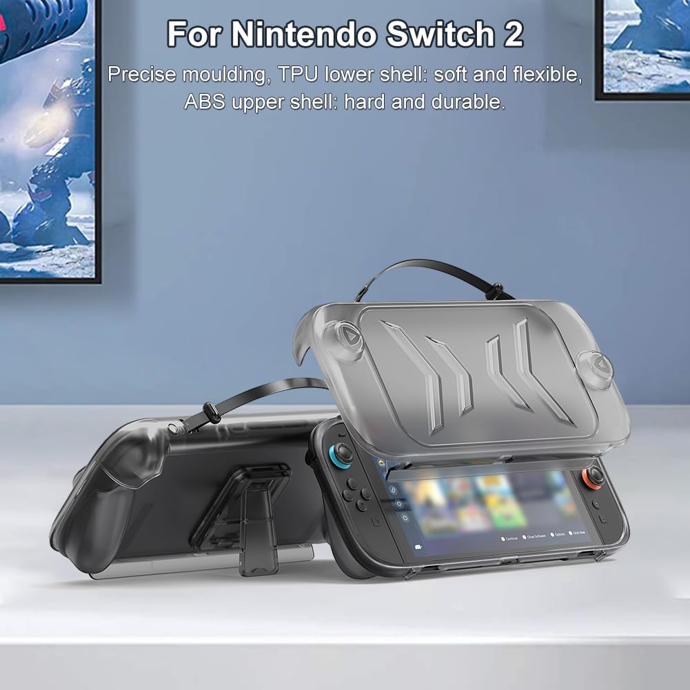 Custodia durevole in TPU e ABS per Switch 2 con supporto Protezione completa antiurto antigraffio Gaming Shell