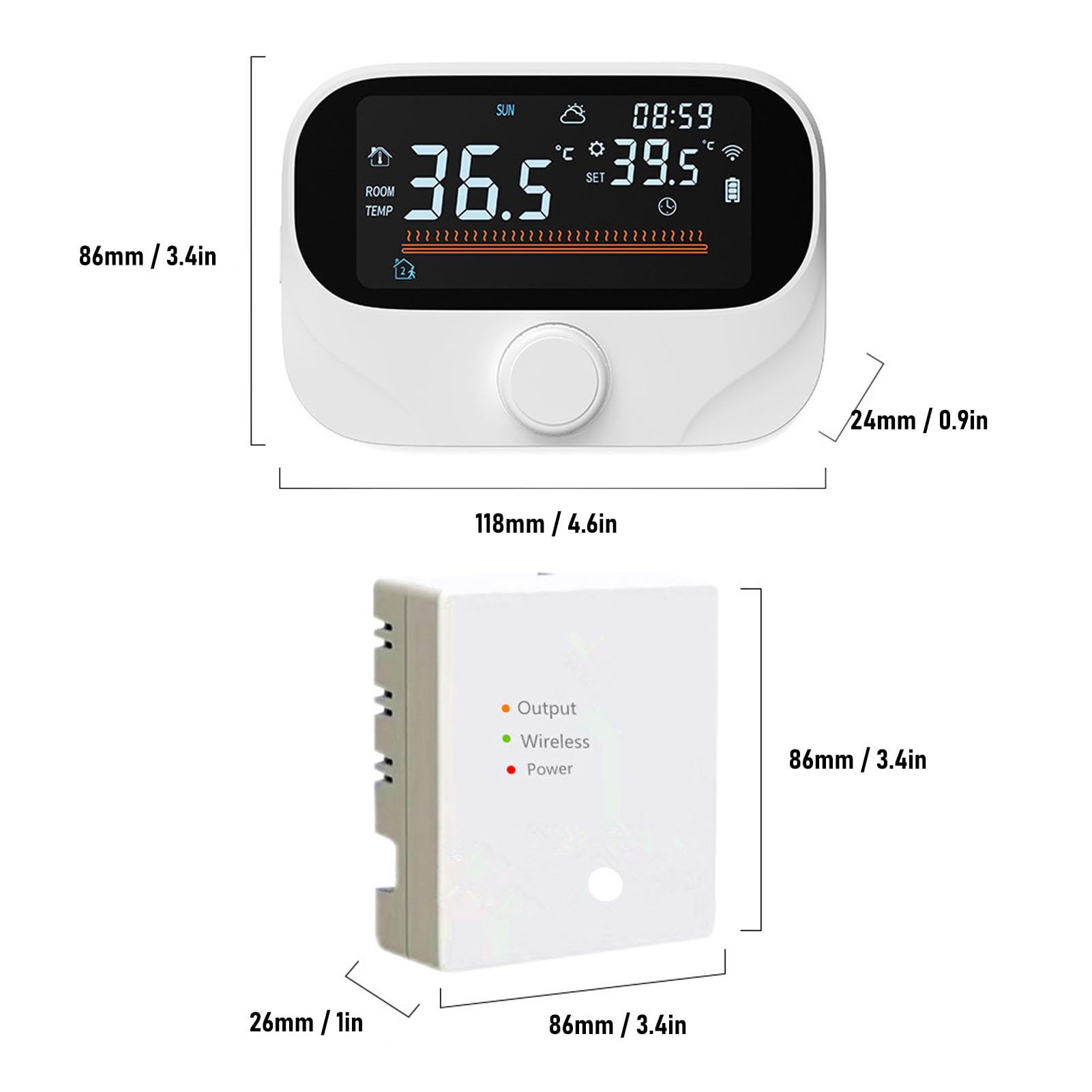 Rengue Inteligentny Termostat Kotła WiFi Bezprzewodowy Regulator Temperatury z Pilotem Aplikacji Programowalne Pokrętło Planowania Regulacja Stopni Celsjusza do Fahrenheita dla Ogrzewania Domu